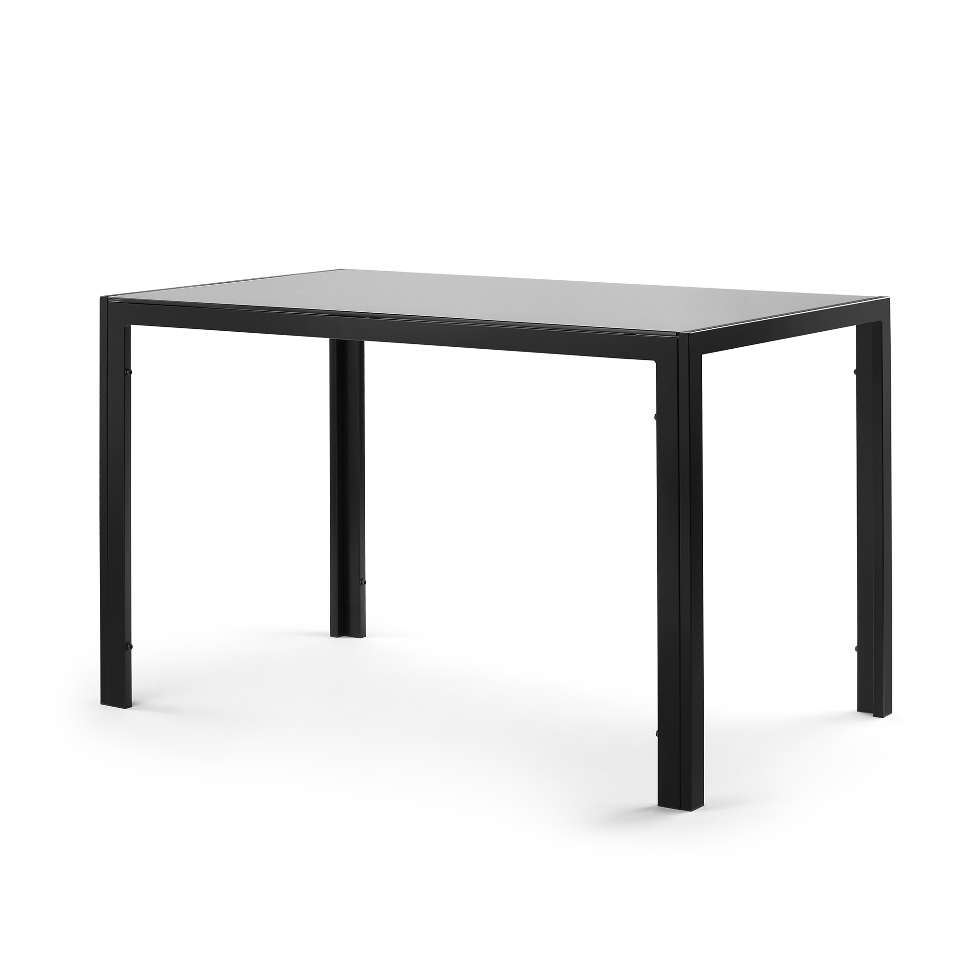 47 Inch Black Tempered Glass Dining Table - 4 Person