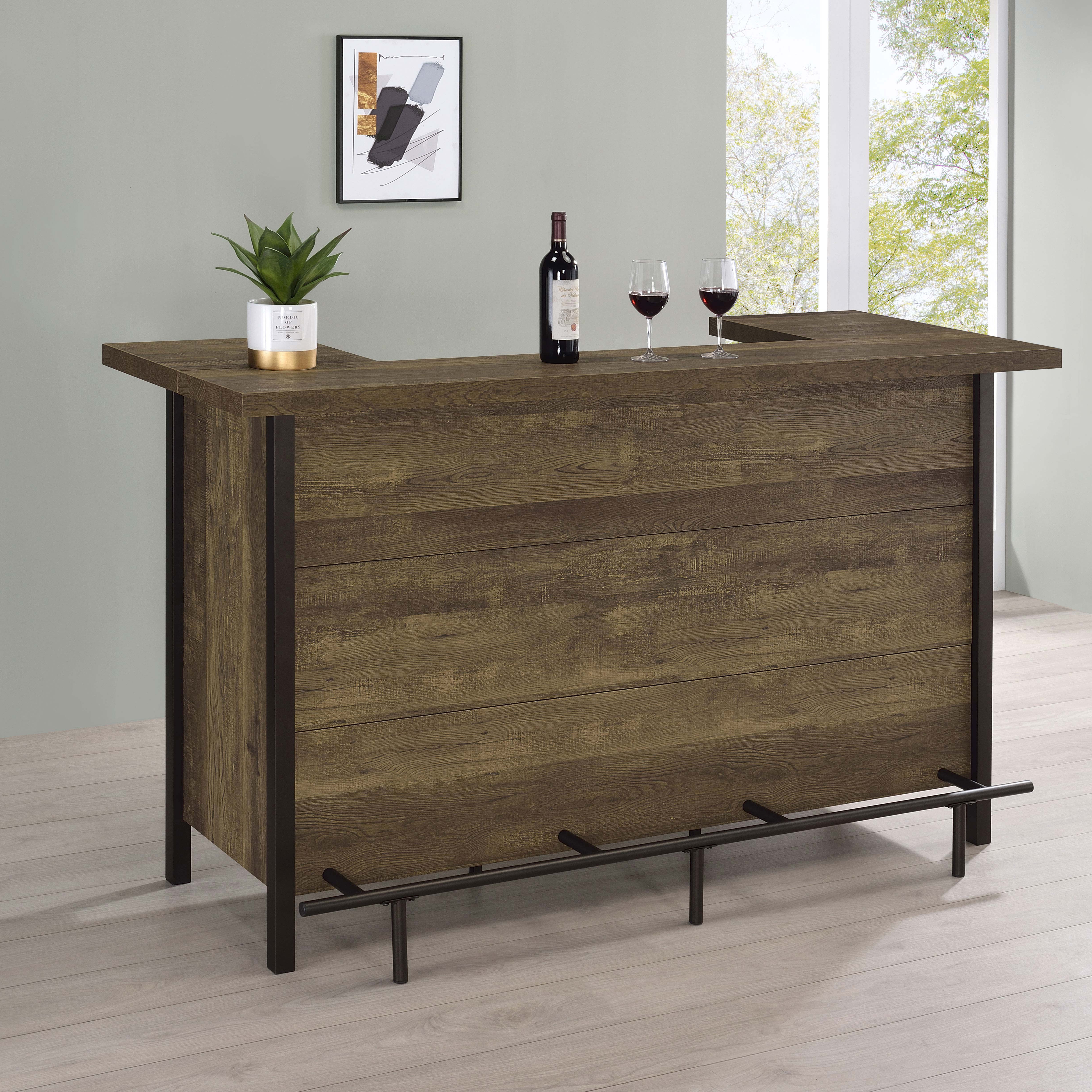 Oak Farmhouse Bar Cabinet with Wine Storage