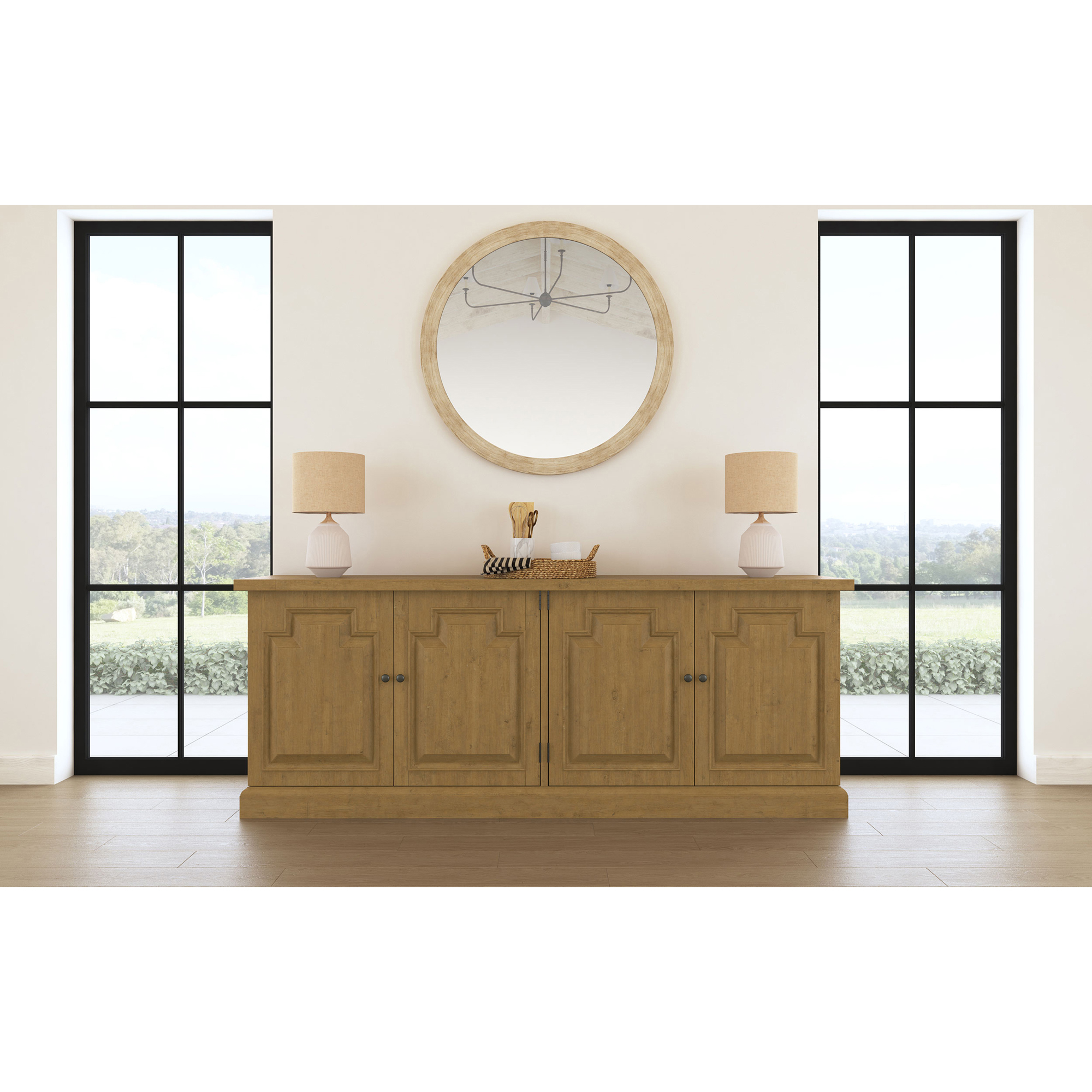 Rustic Pine Farmhouse Sideboard with Drawers