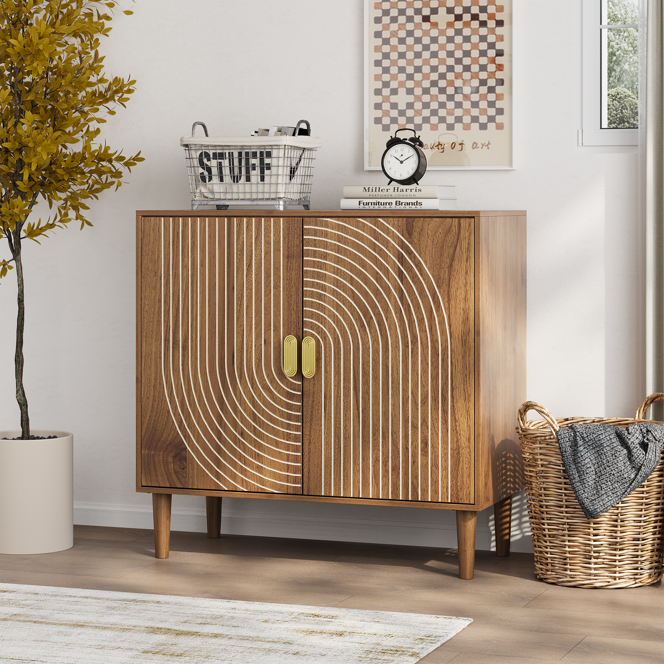 Brown Buffet Cabinet with Adjustable Shelves - 31.5"