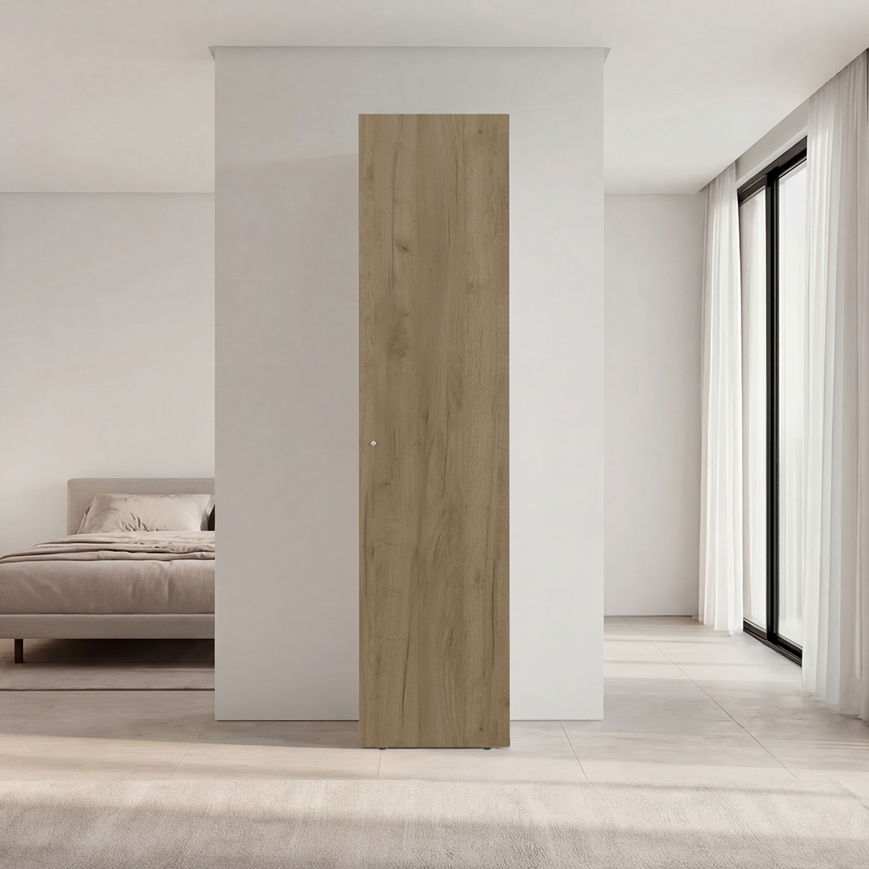 Natural Wood Linen Storage Cabinet - 3 Shelves