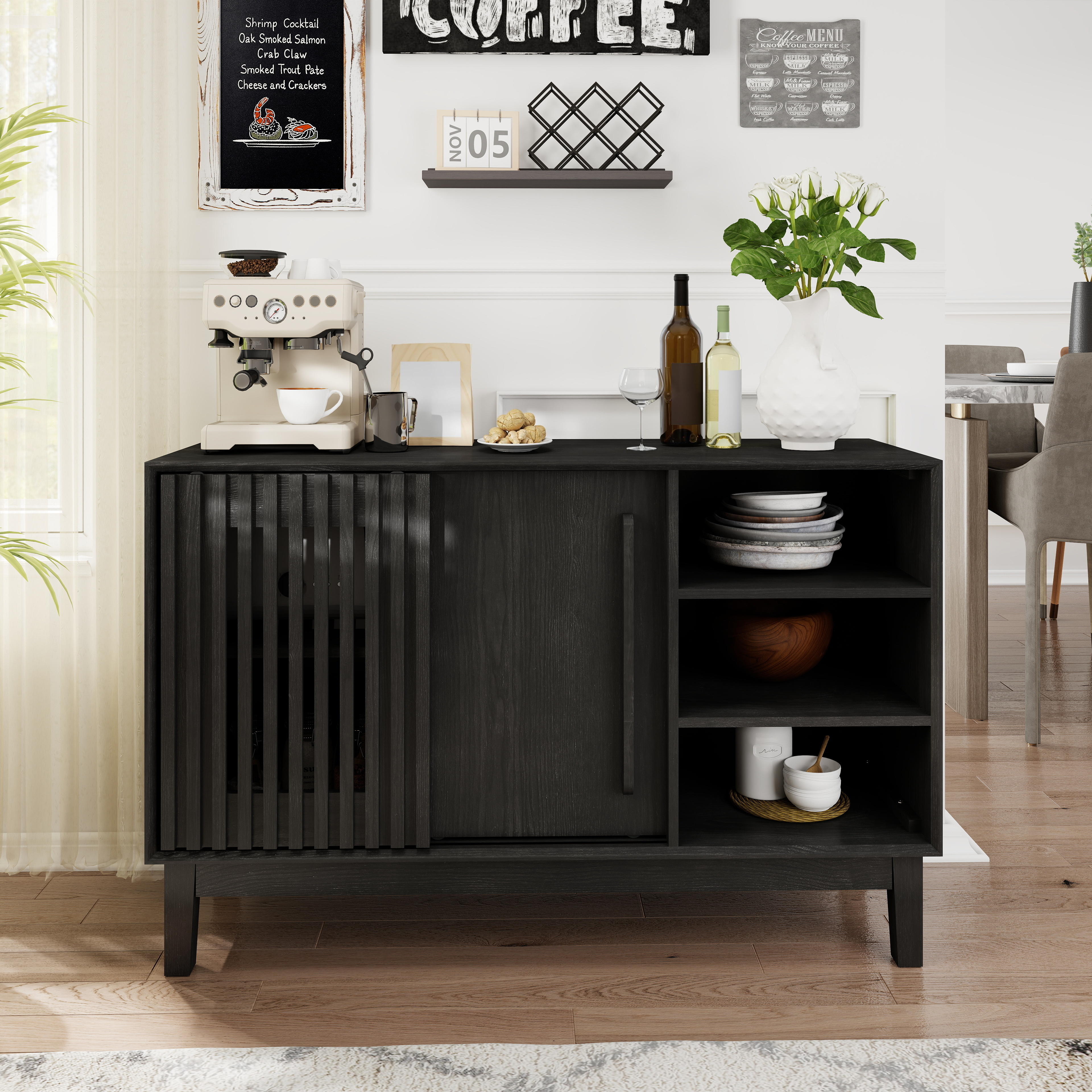 Black Sideboard Buffet Cabinet - Storage & TV Console