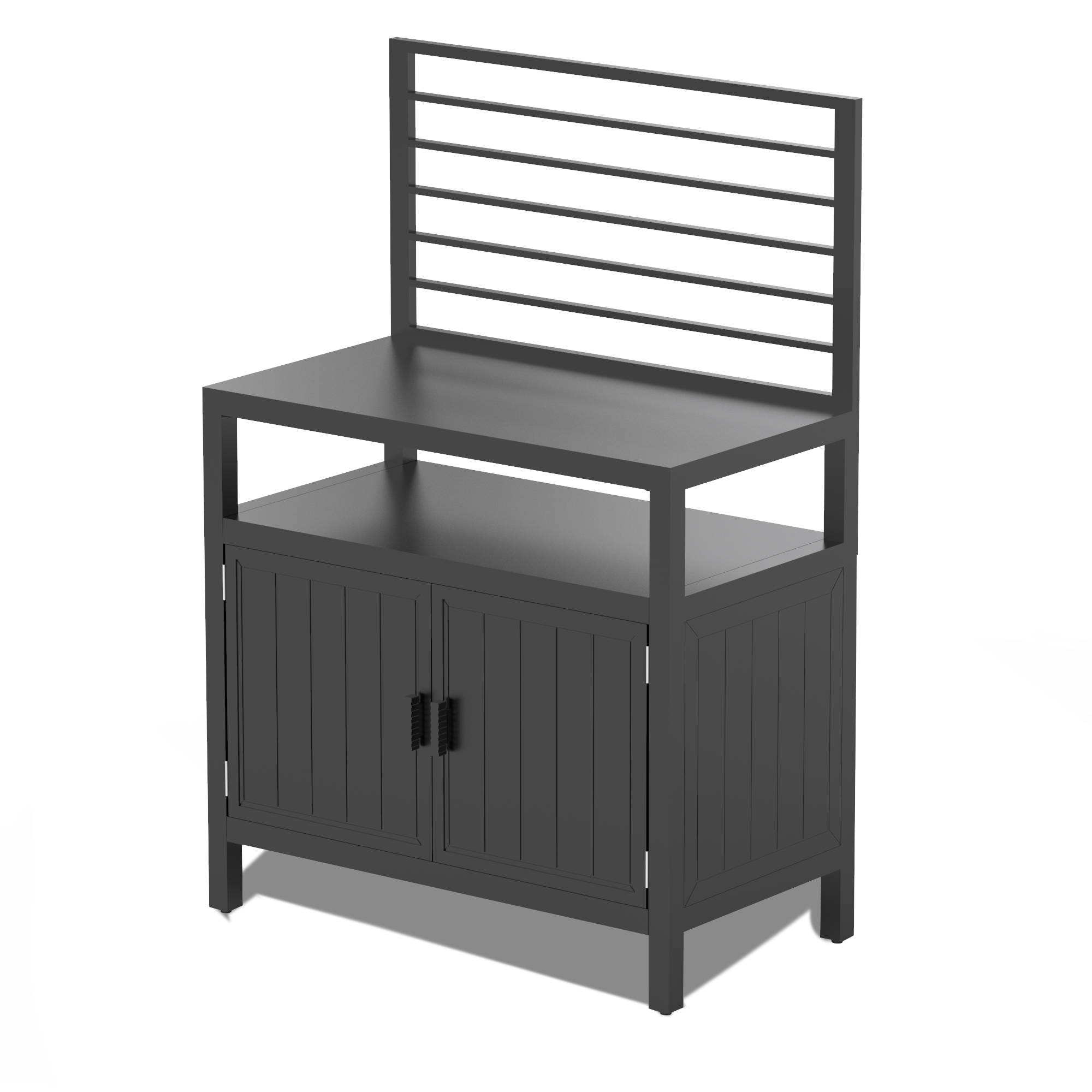 Grey Aluminum Kitchen Island with Storage