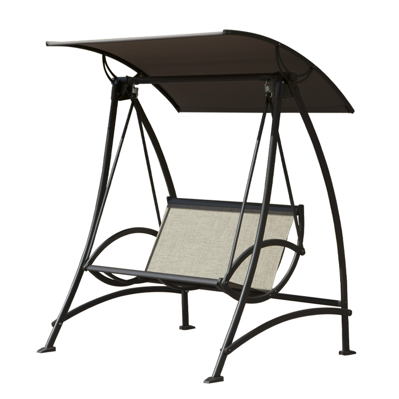 Dark Brown Steel Patio Swing Chair - 2 Seat Outdoor Swing