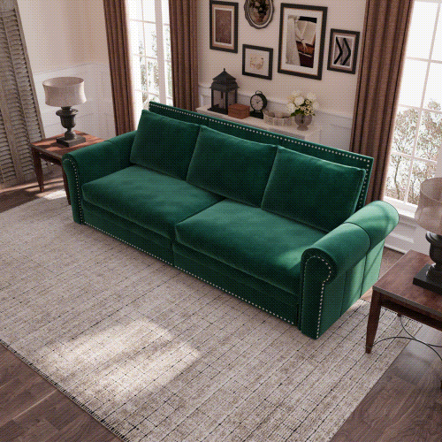 3-in-1 King Size Sleeper Sofa Bed - Green Velvet