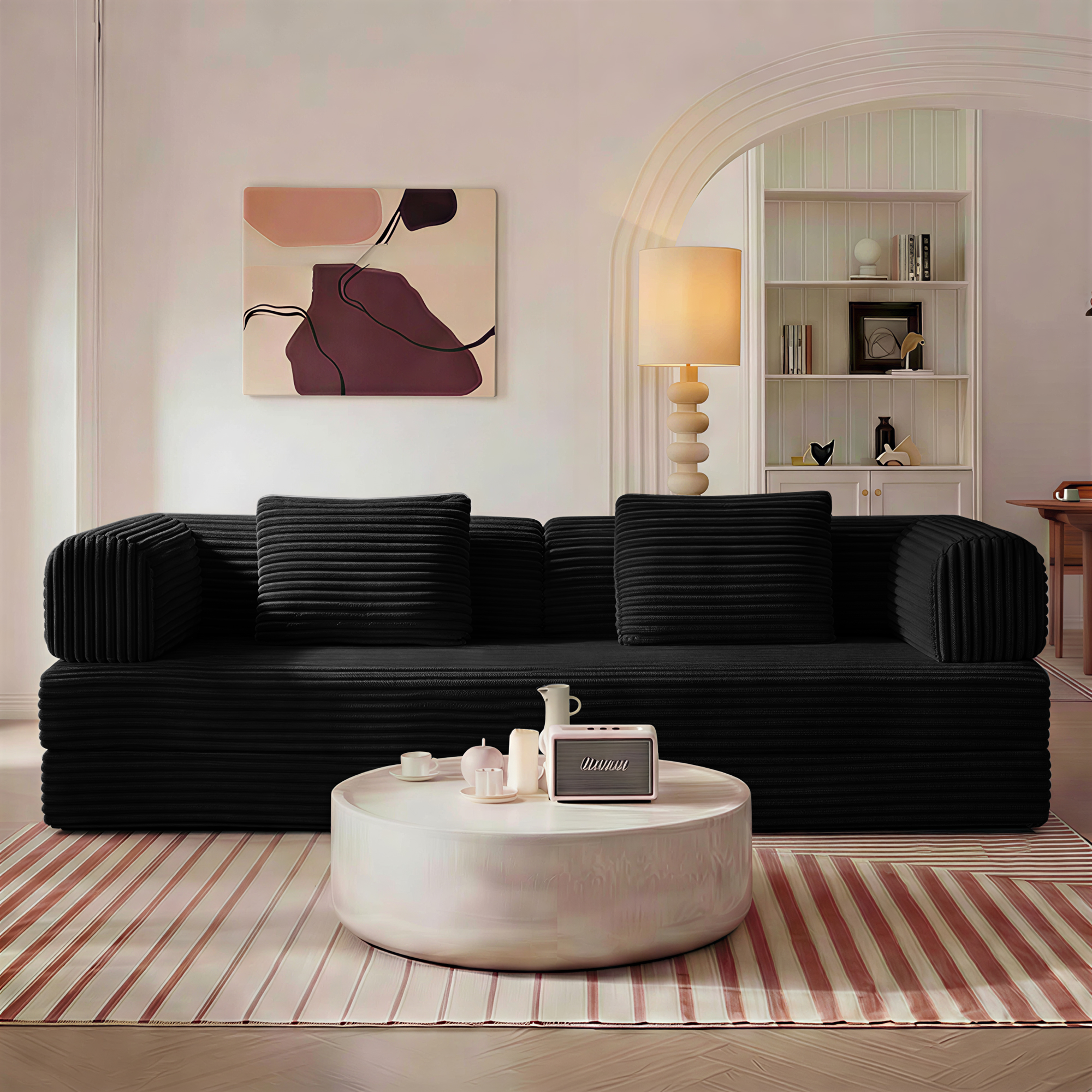 Black 2 Seat Foam Sofa - Primary Living Space