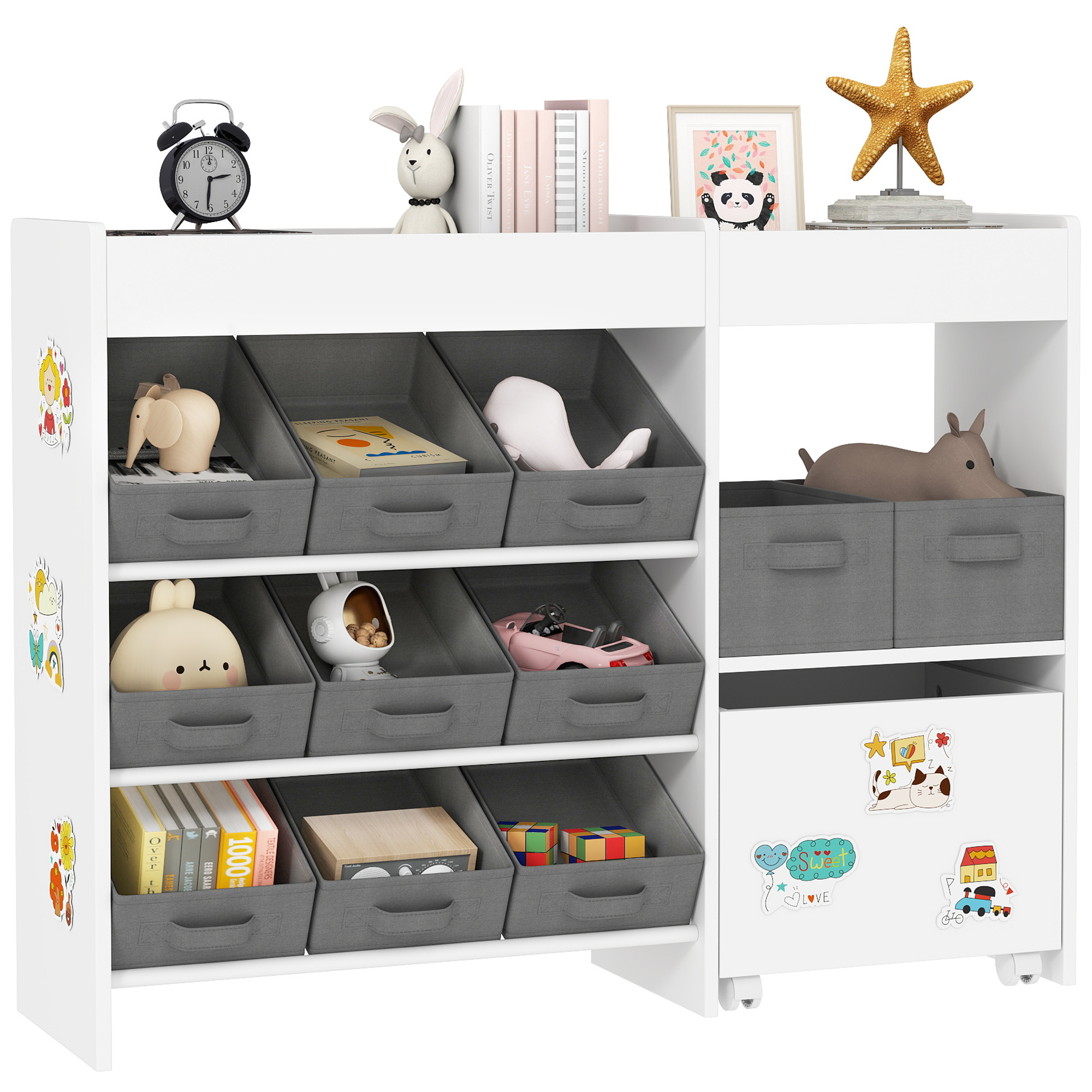 White Fabric Toy Storage Shelf - 41.3" Kids Organizer