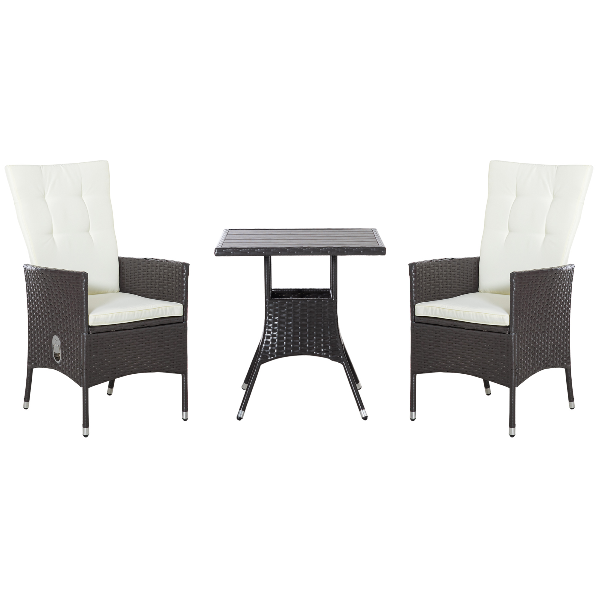 3 Piece Outdoor Wicker Patio Furniture Set Cream White