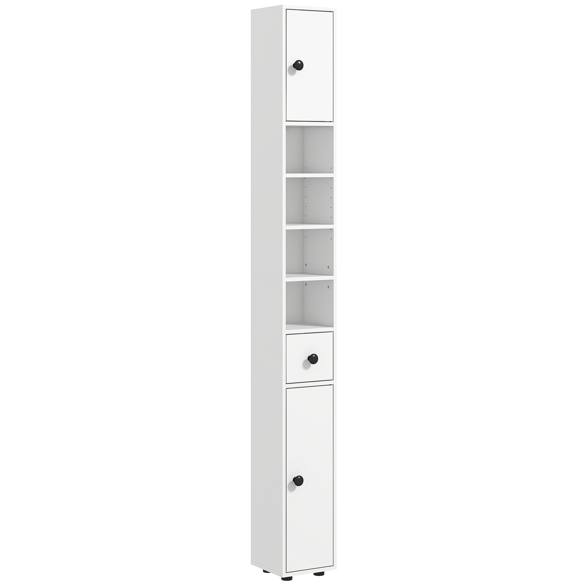 Narrow White Bathroom Cabinet - 70.75" Tall Storage