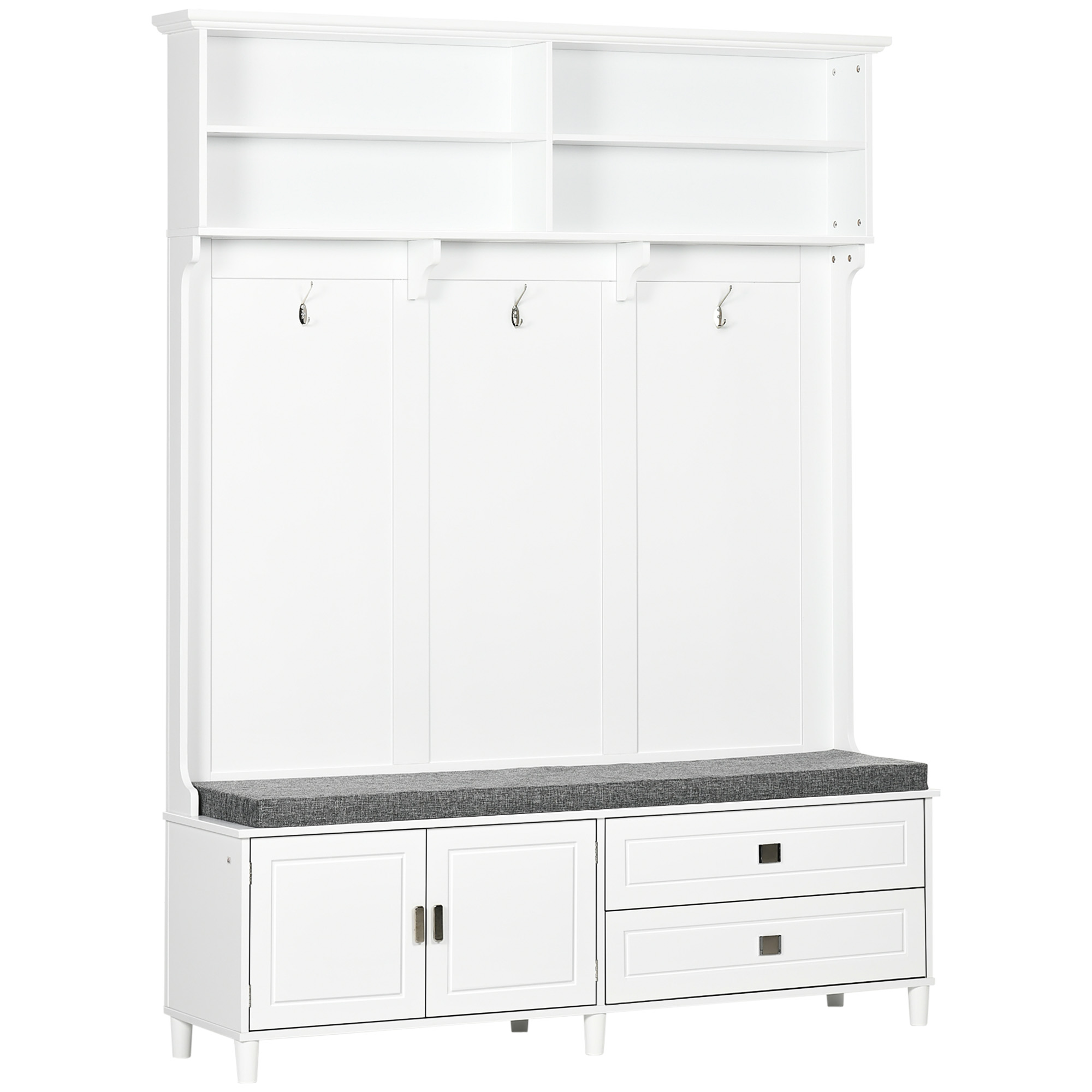 White Hall Tree with Storage Bench - Entryway Furniture