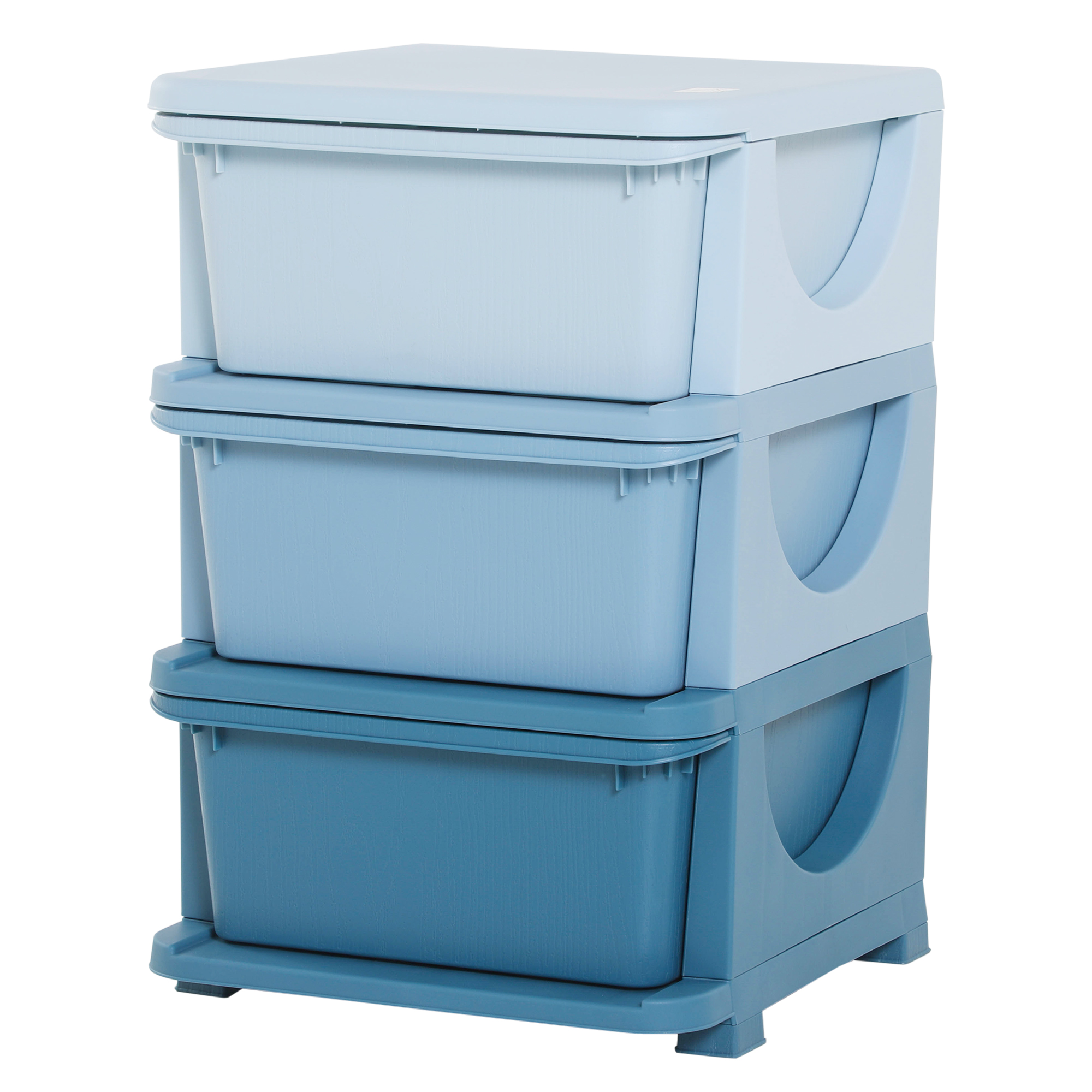 3-Tier Kids Storage Unit - Blue Polypropylene Dresser Tower