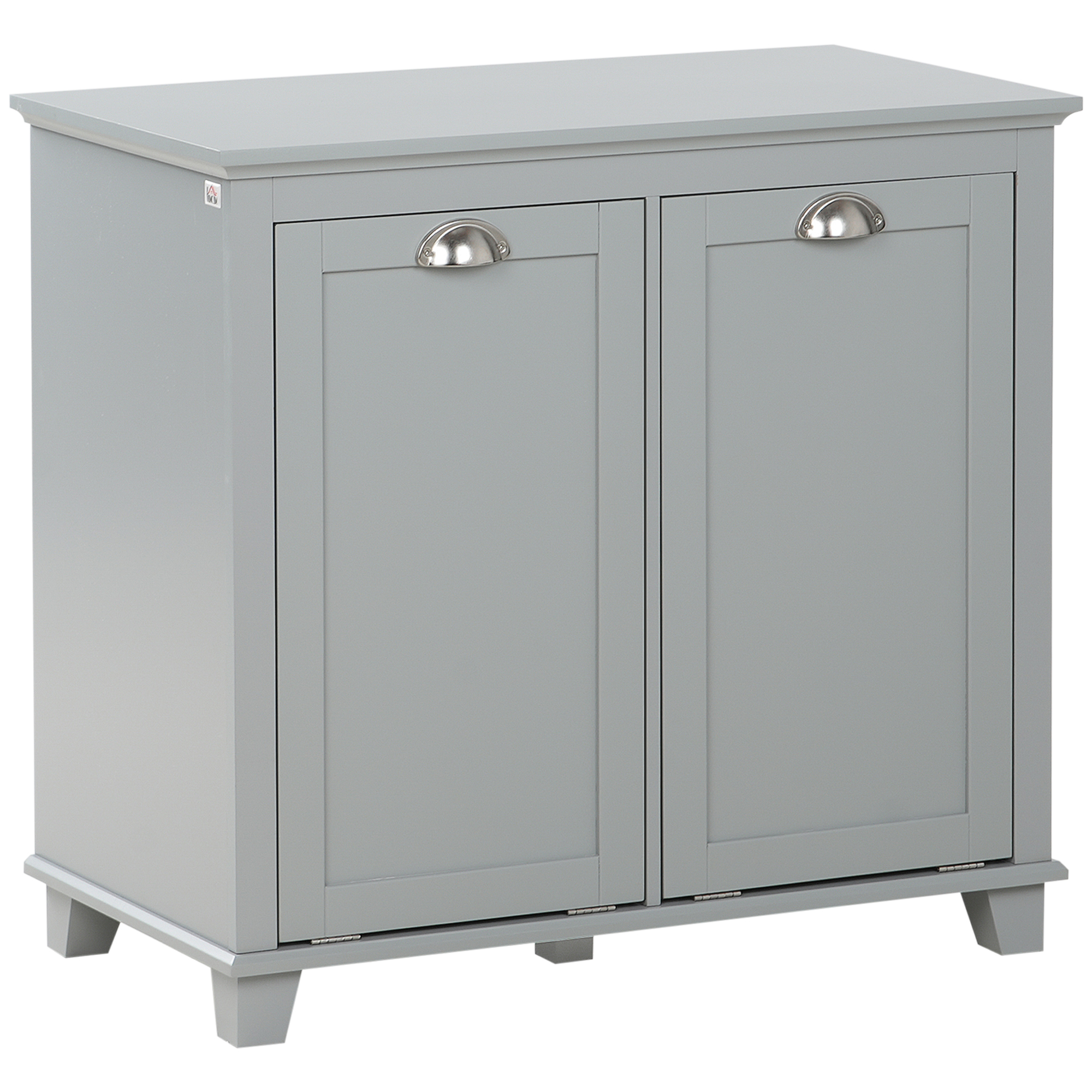 Gray MDF Bathroom Cabinet with Tilt-Out Hamper Storage