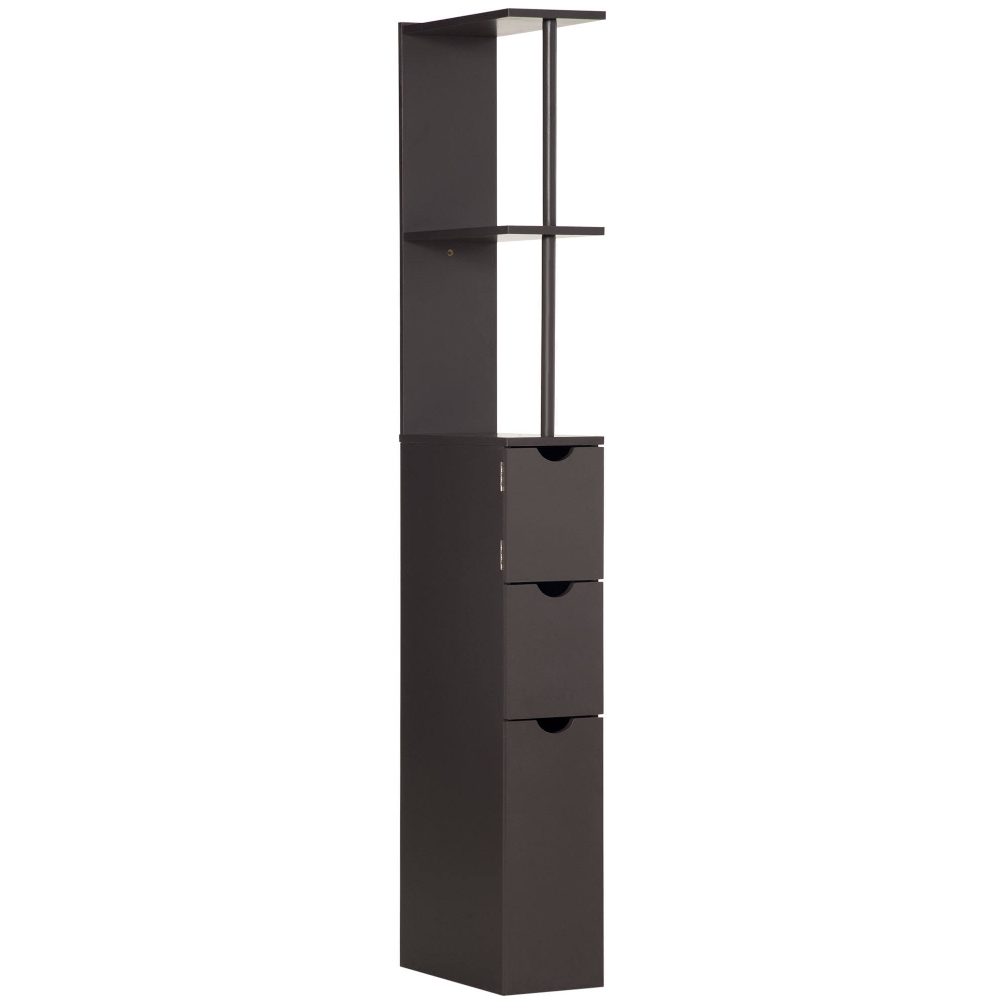 Brown MDF Bathroom Storage Cabinet - 54" Tall Freestanding Tower