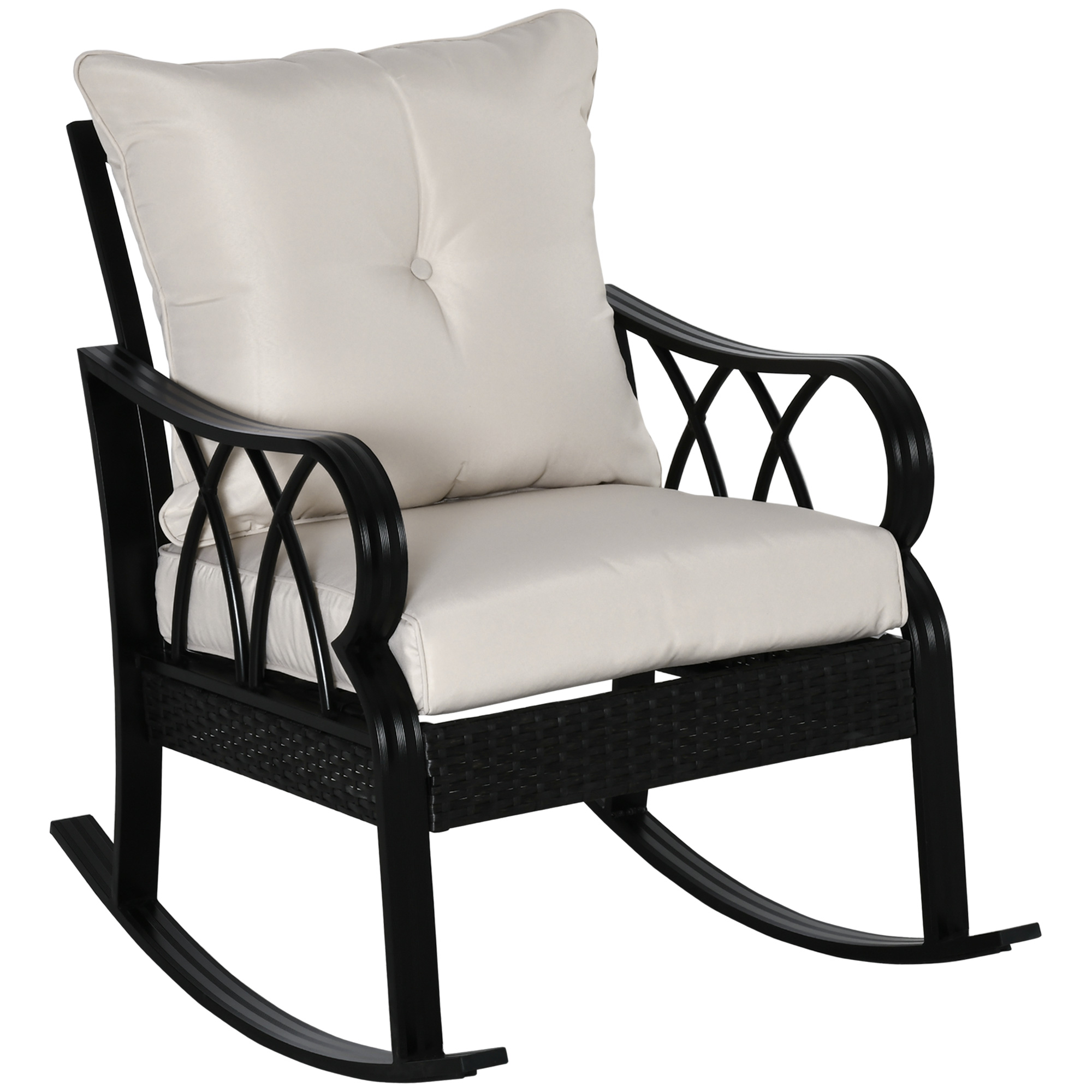 Brown Aluminum Patio Rocker with Cushions