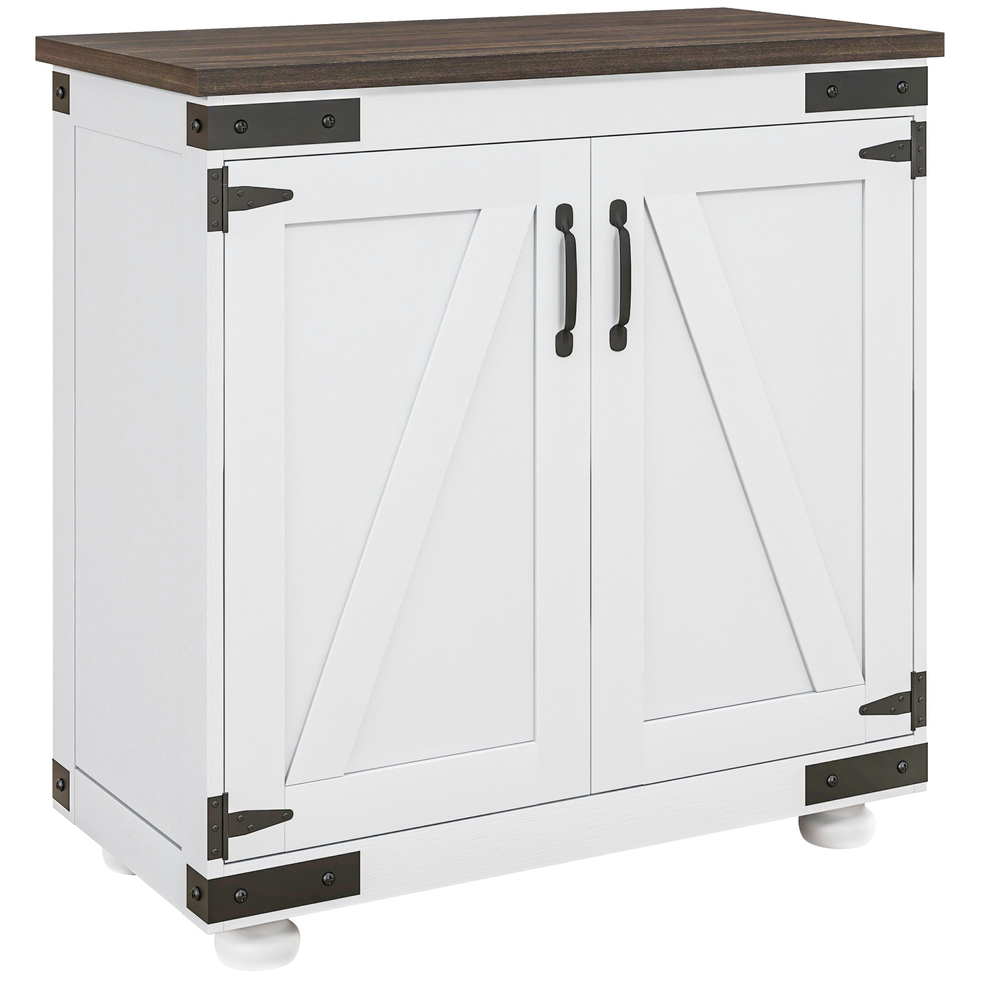 White Farmhouse Sideboard Cabinet with Doors - 31.1"