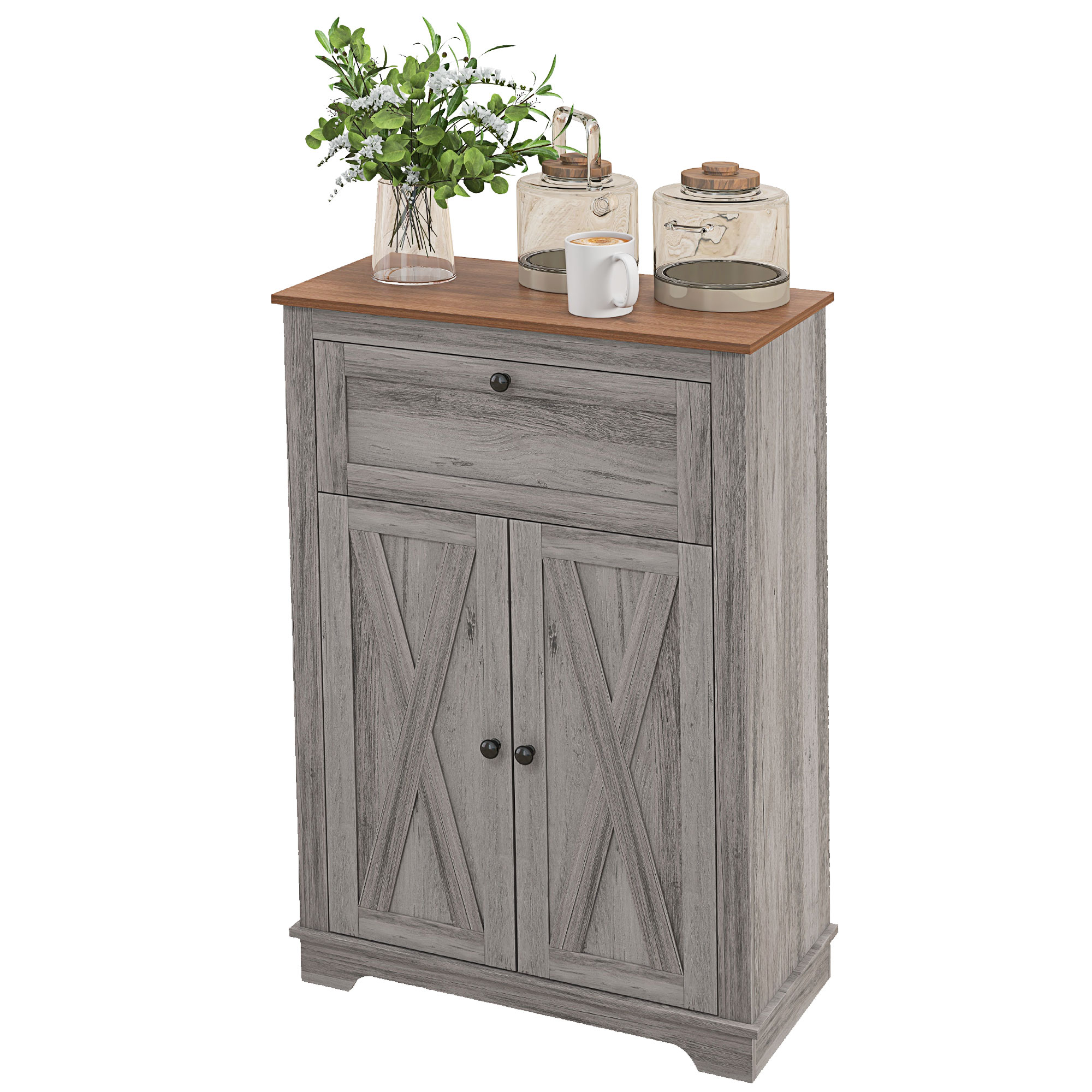 Gray Farmhouse Sideboard Cabinet - Storage Solutions