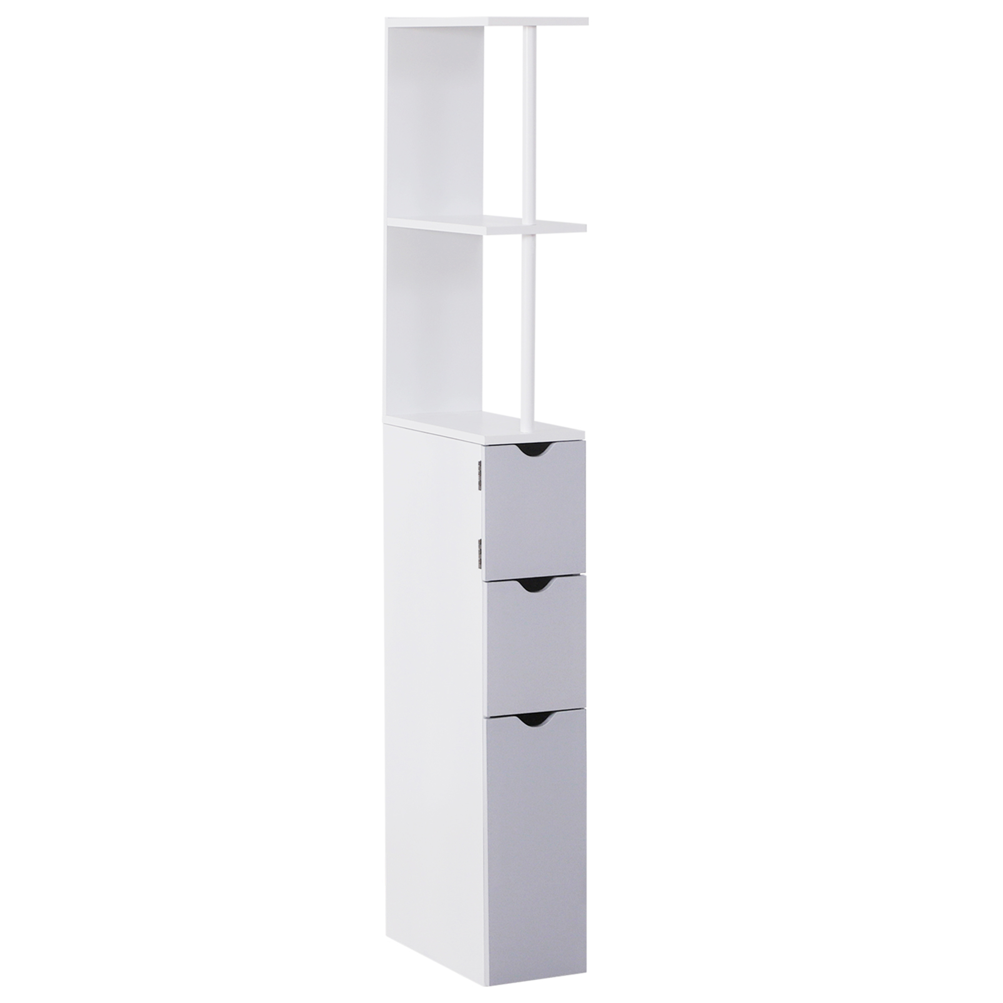 White MDF Bathroom Storage Cabinet - 54" Tall Freestanding Tower