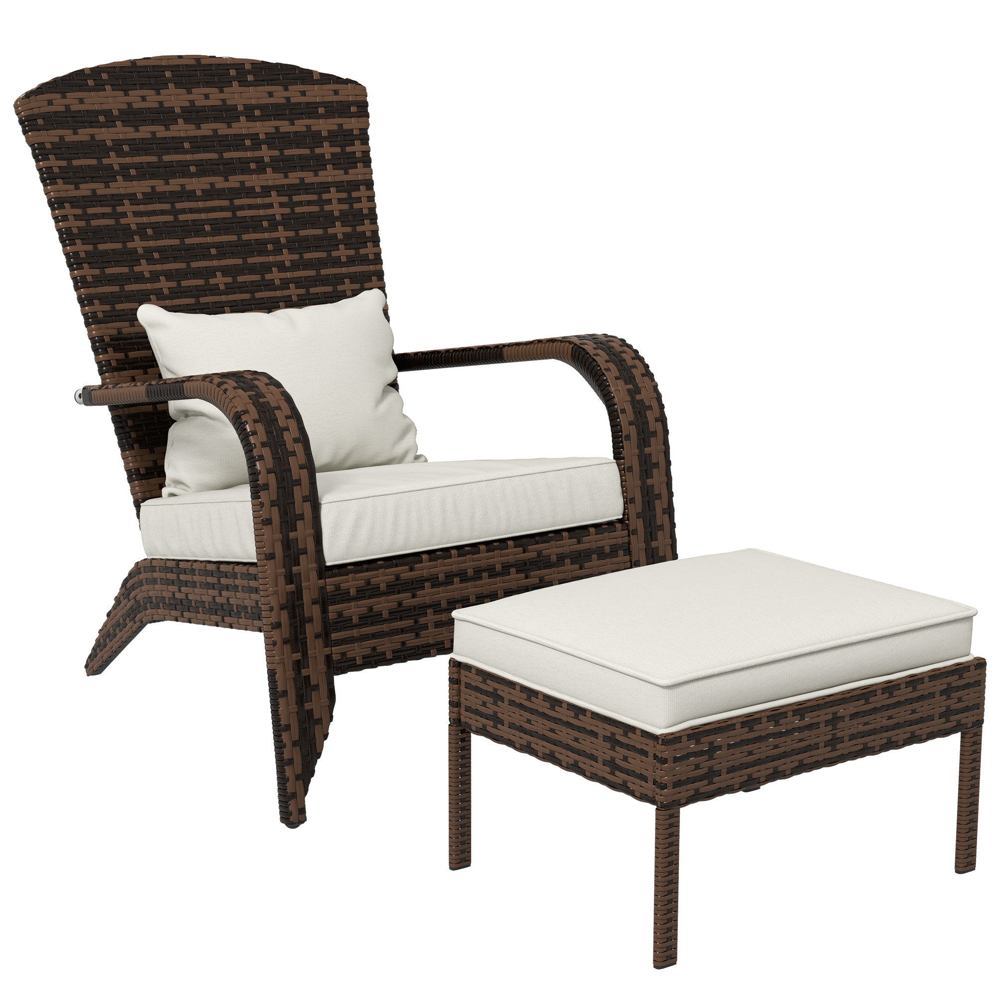 White Steel Adirondack Chair & Ottoman Set