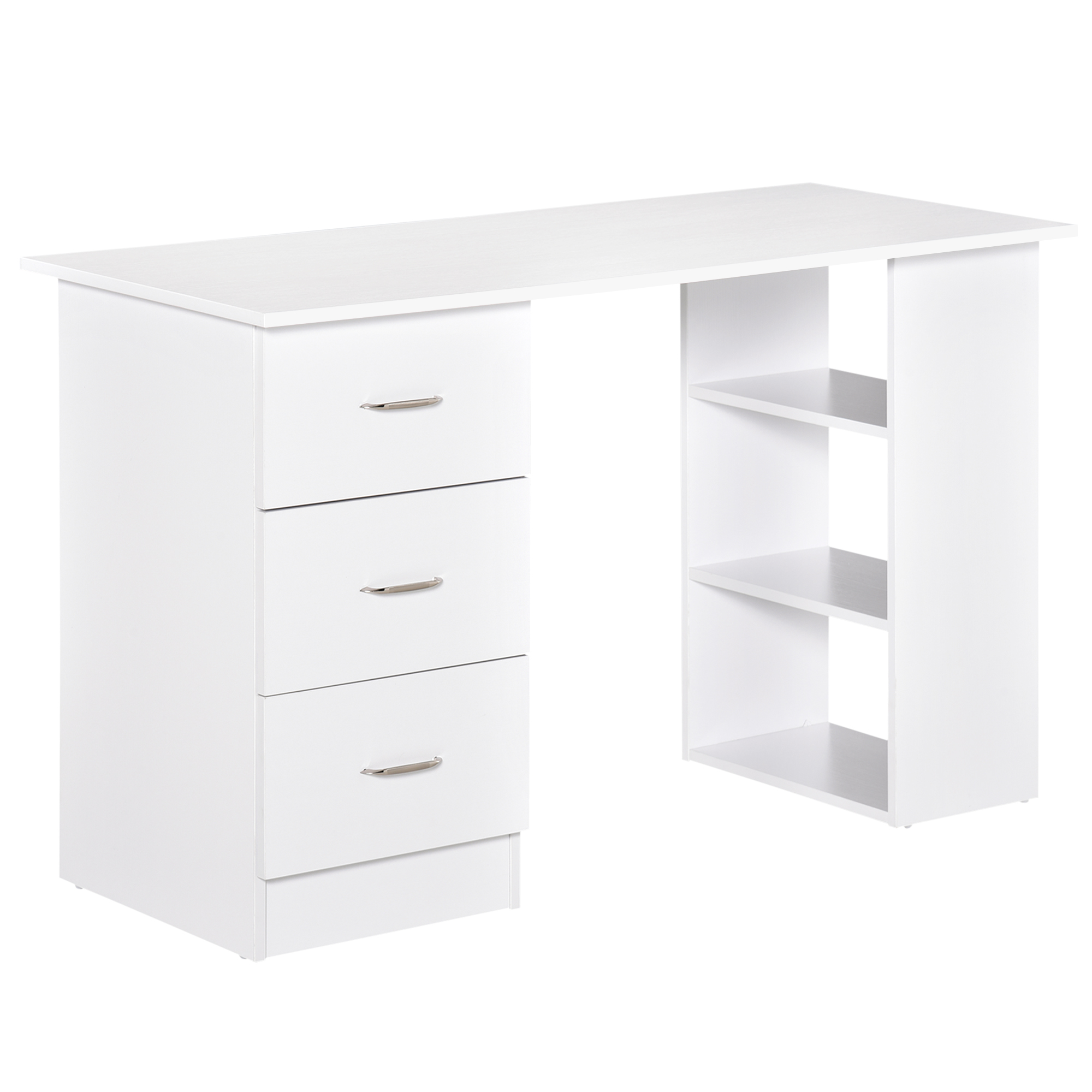 White Computer Desk with Storage Shelves - 47"