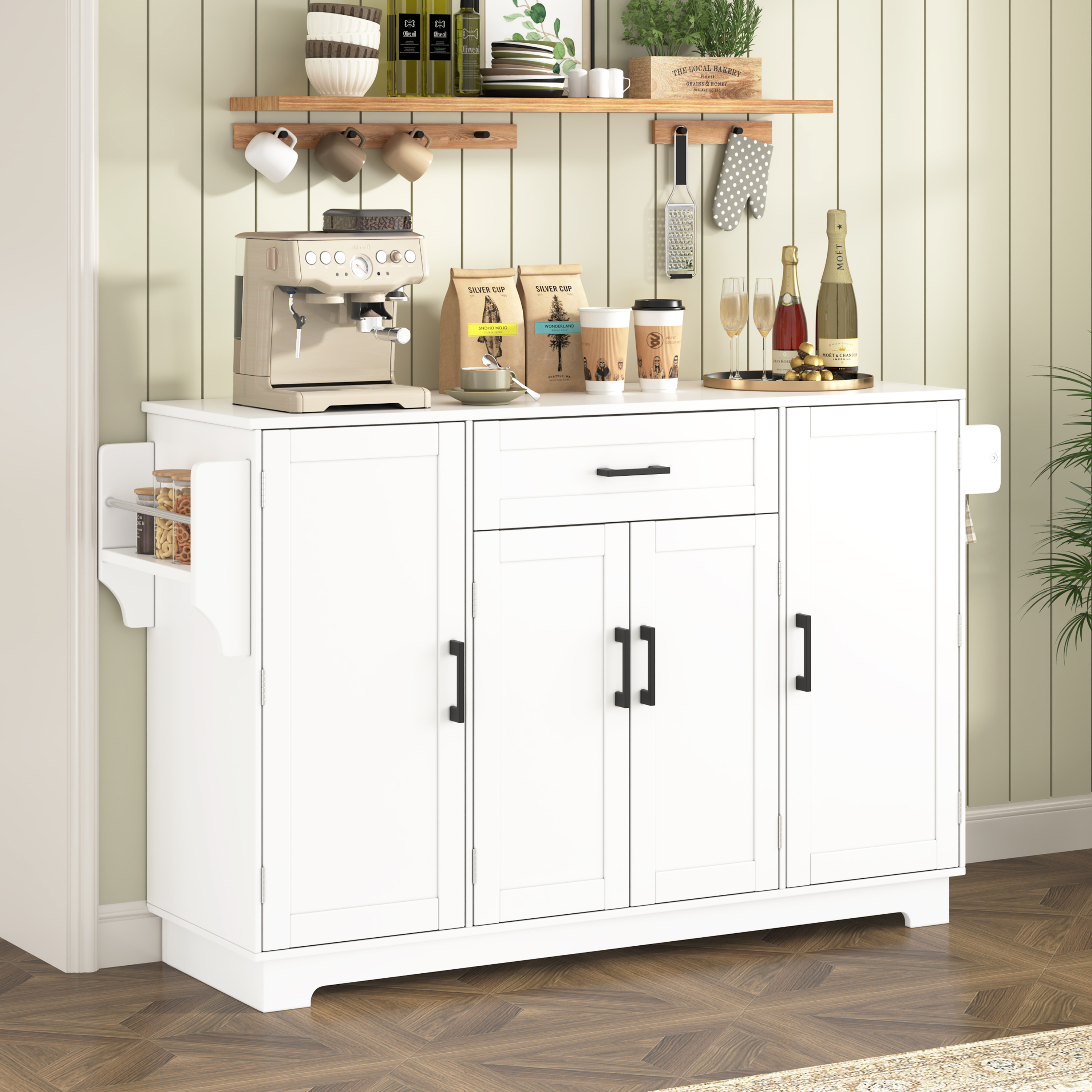 White Sideboard Buffet Cabinet - 54" Storage
