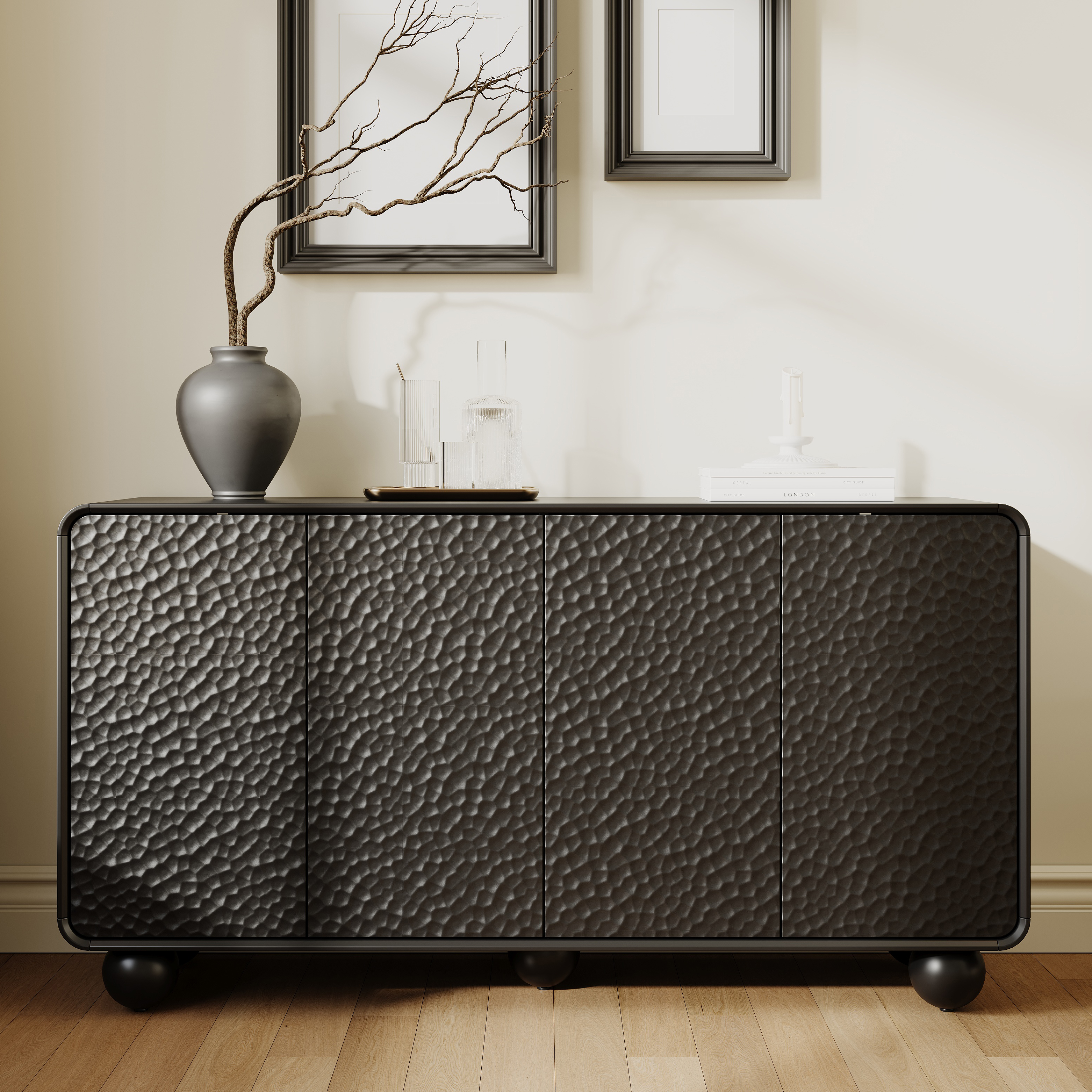 Black Sideboard Buffet Cabinet - 59" Storage