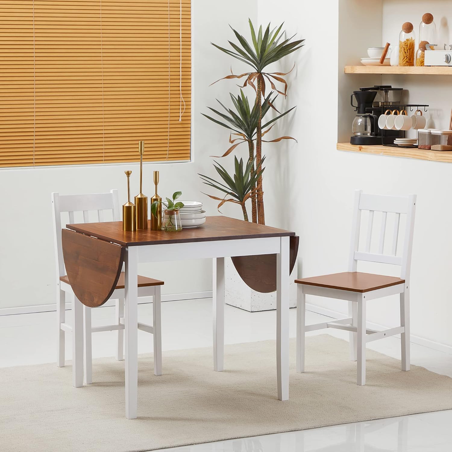 Folding Pine Dining Table - Brown White
