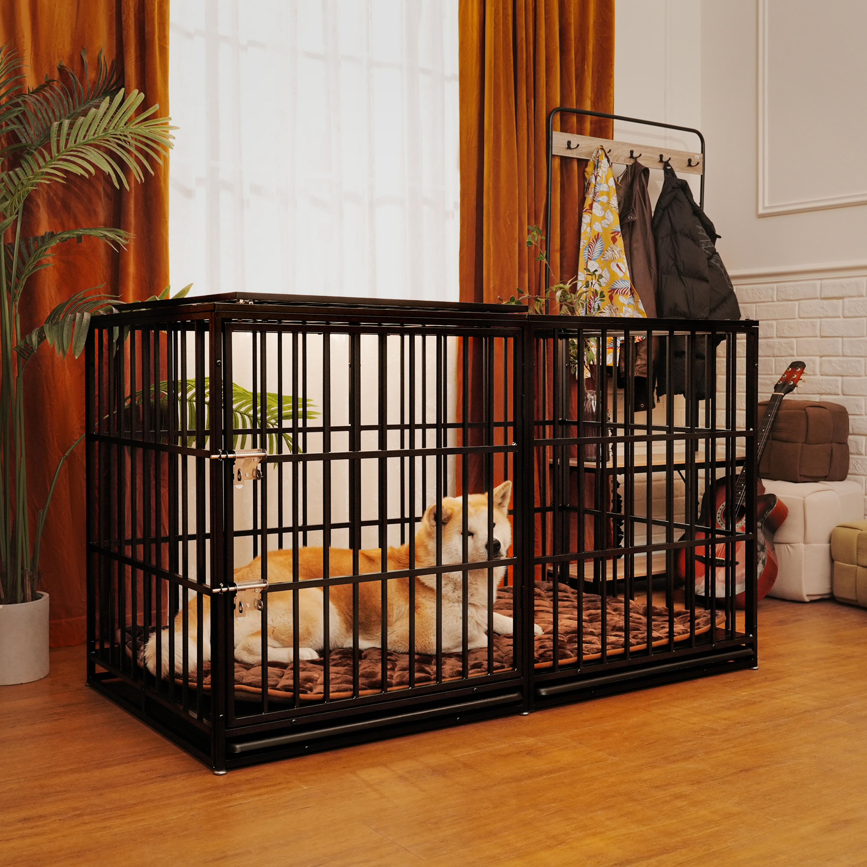 61" Extra Large Black Dog Crate - Heavy Duty Pet Kennel