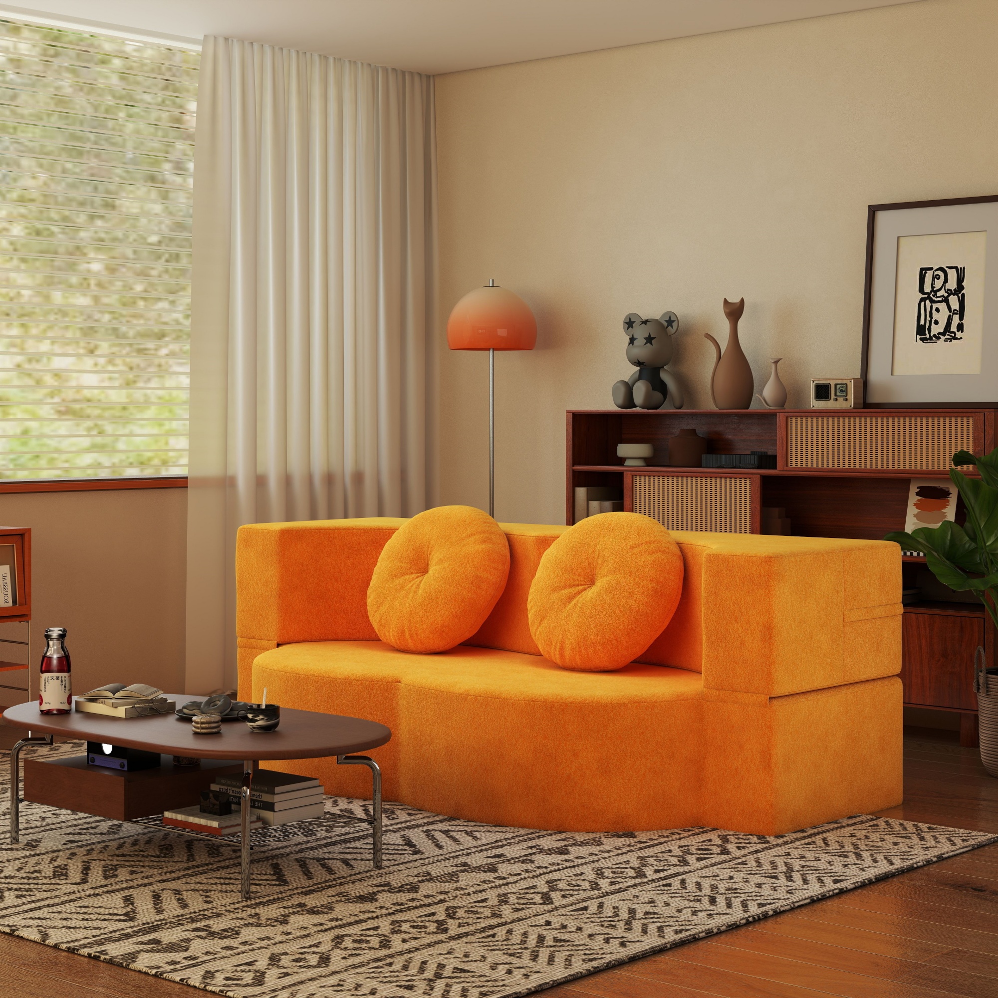 Yellow Polyester Loveseat - Medium Firm Seat