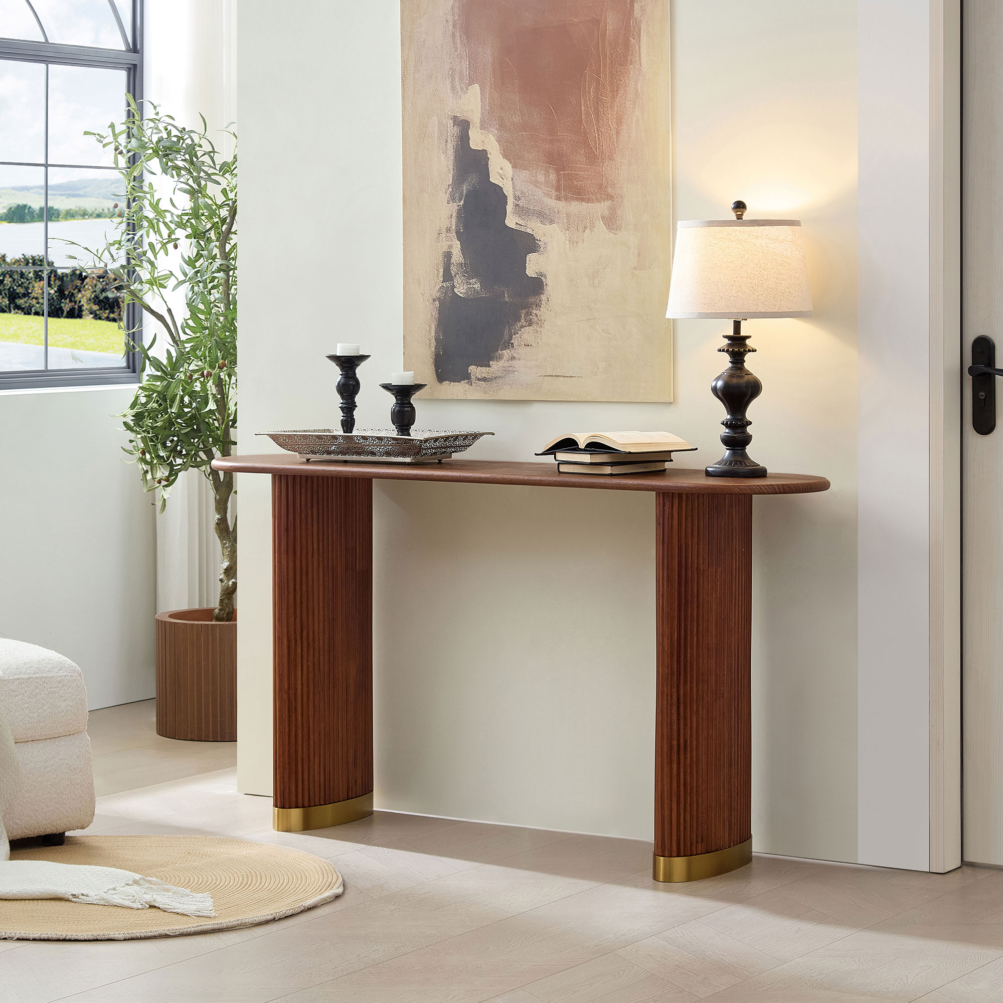 Brown MDF Console Table - 59.1" Entryway Table