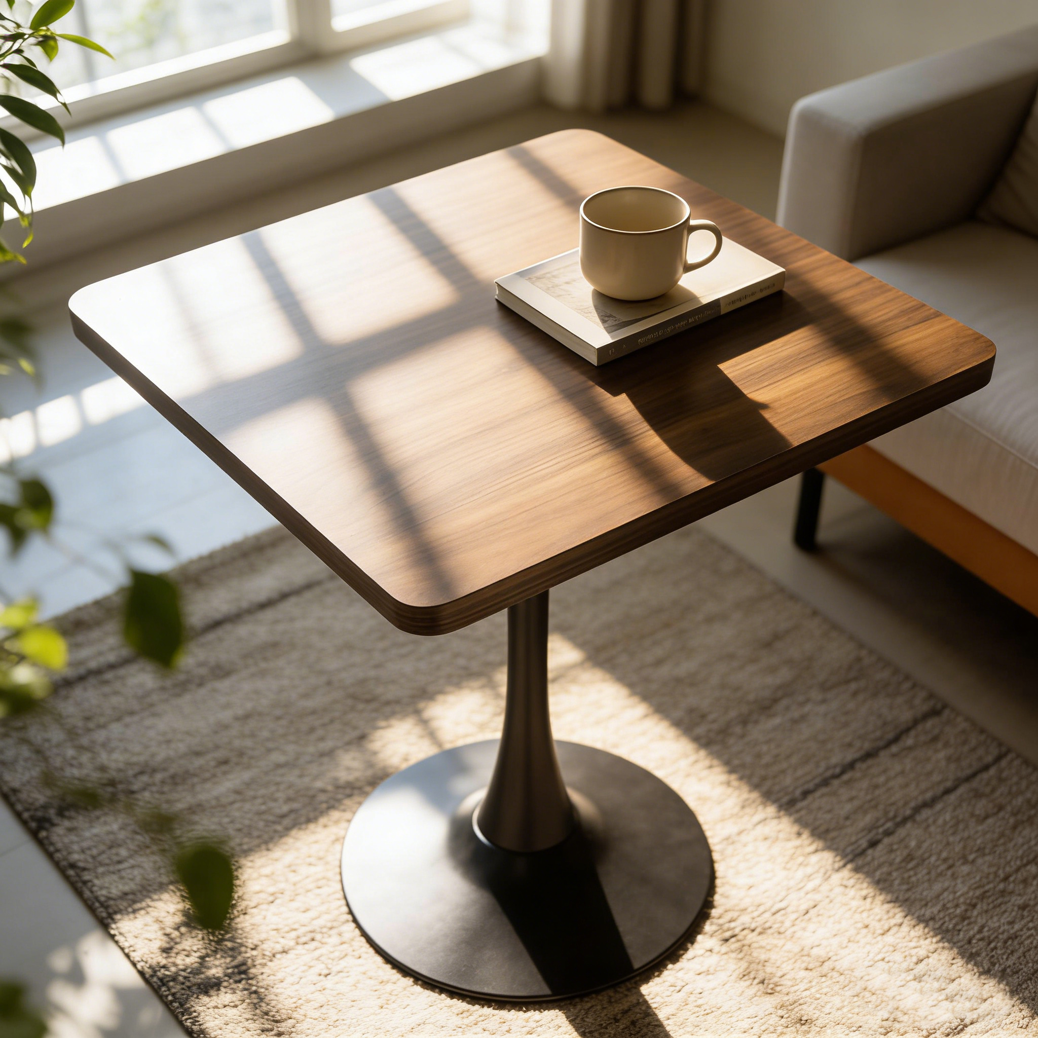 Walnut Modern Circle Dining Table - 27.6" Bistro Table