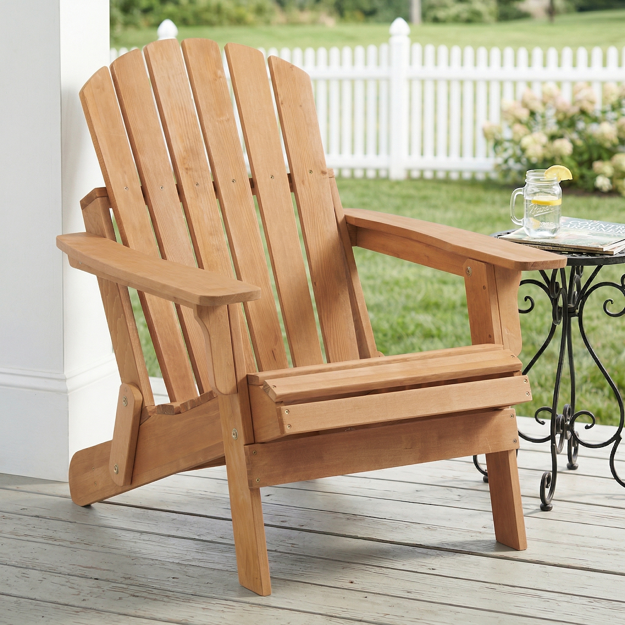 Light Brown Oversized Folding Adirondack Chair - Garden Patio Seating