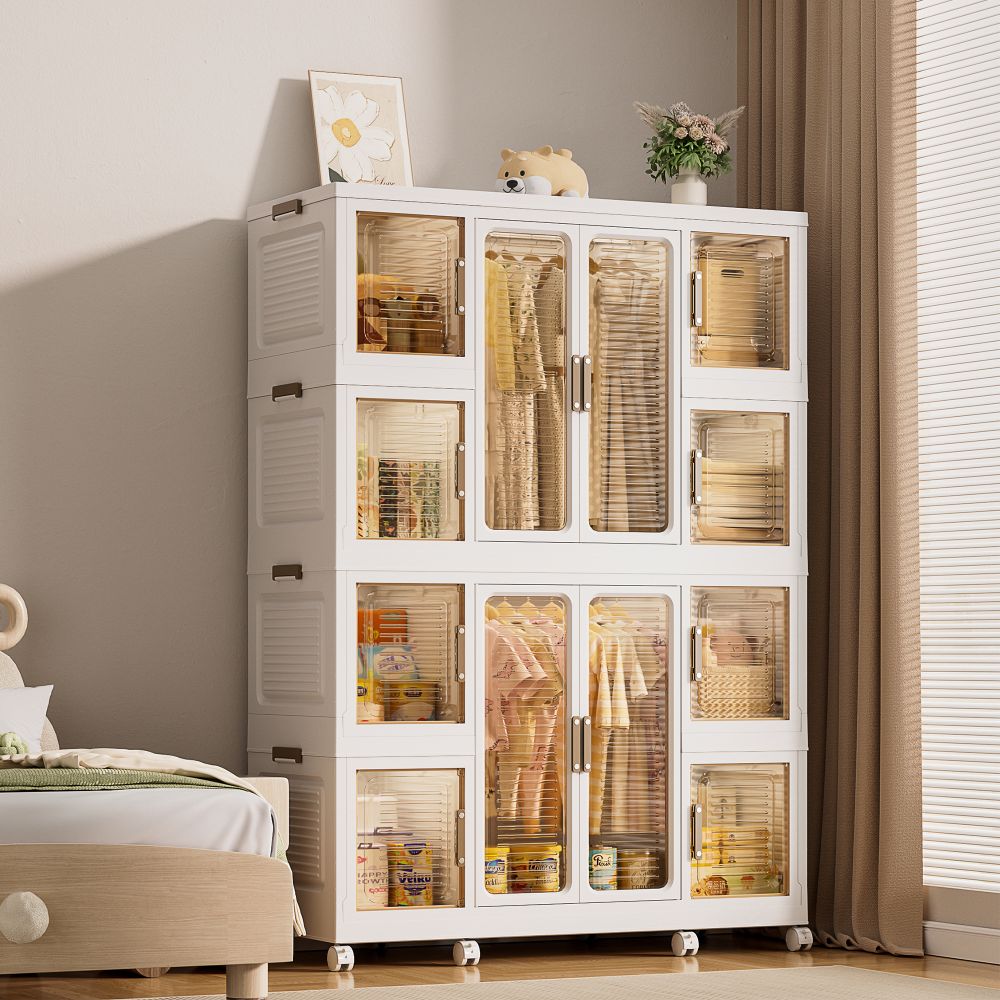 White Polypropylene Kids Wardrobe Closet Storage