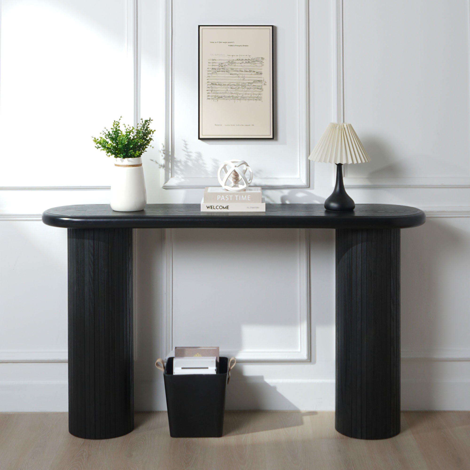 Black Wood Console Table - 56" Entryway Table