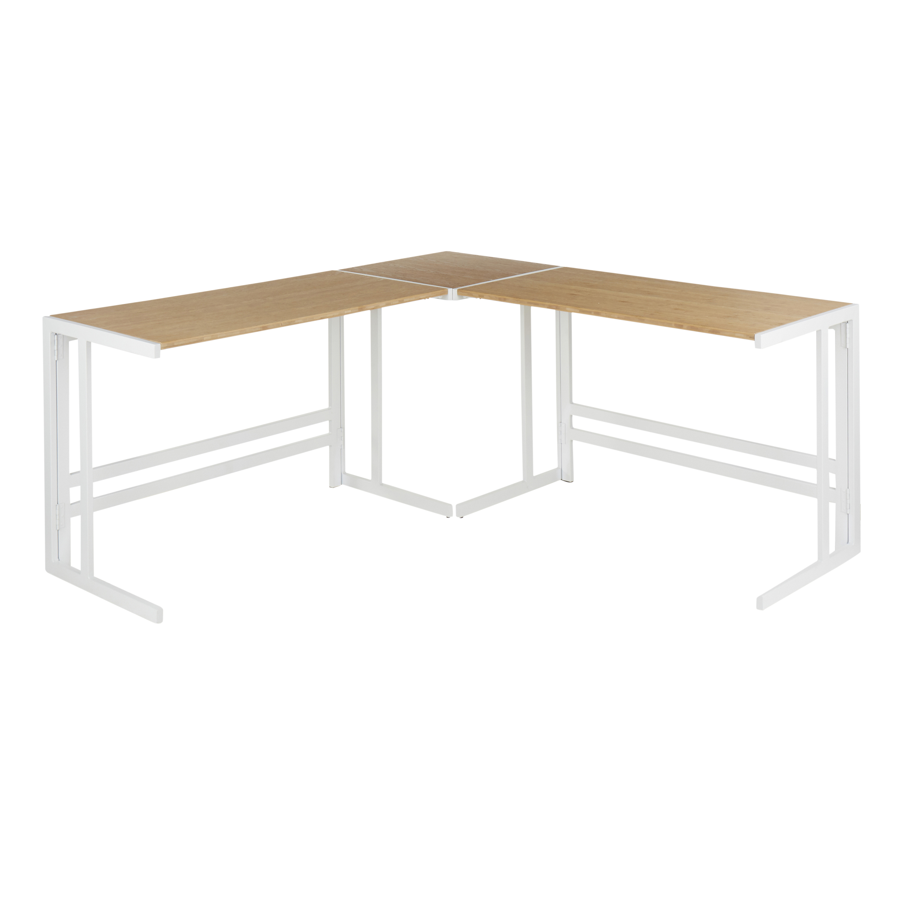 Bamboo L-Shaped Desk - Natural Wood Office Table
