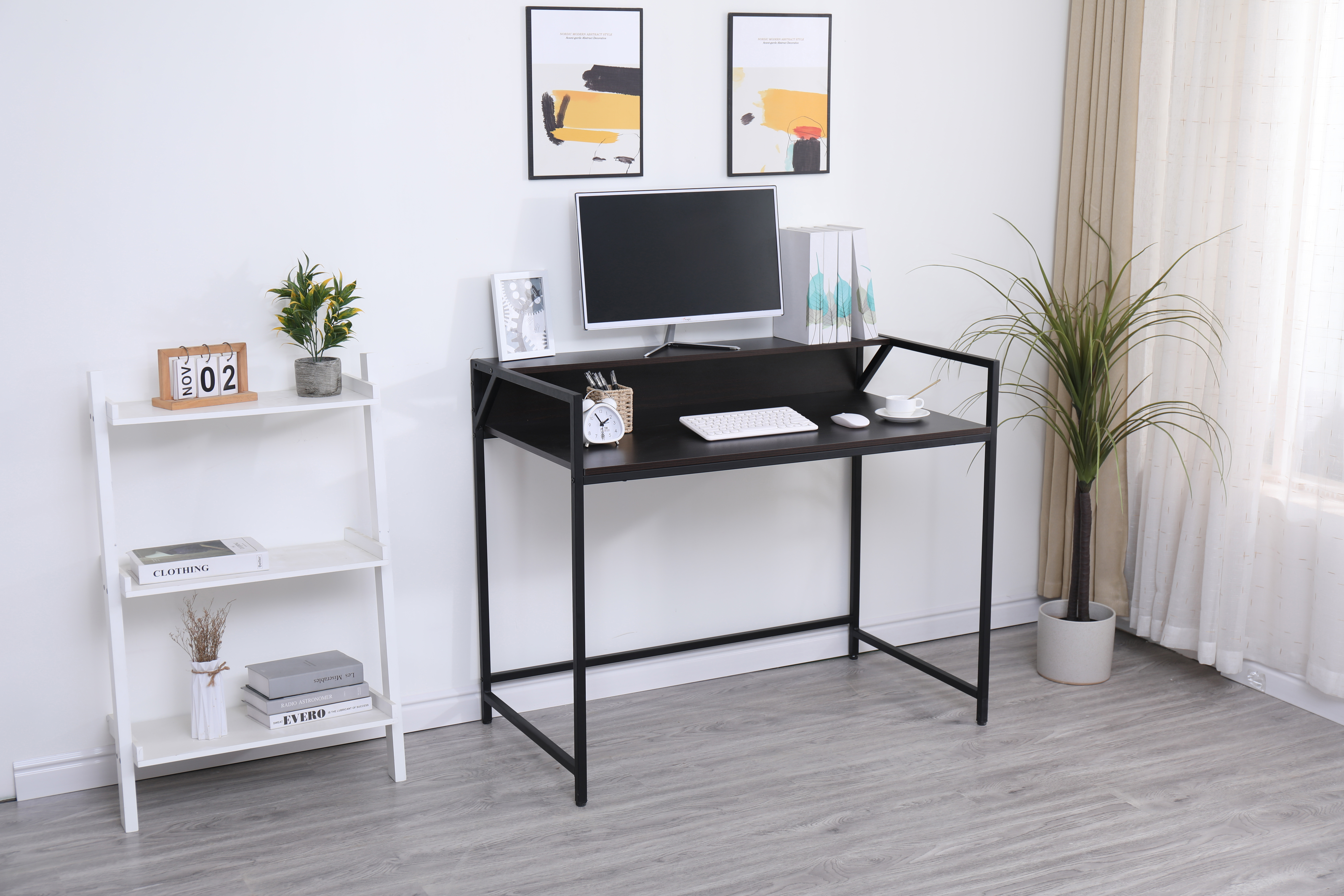 Small Natural Wood Entryway Table - Slim Console Desk