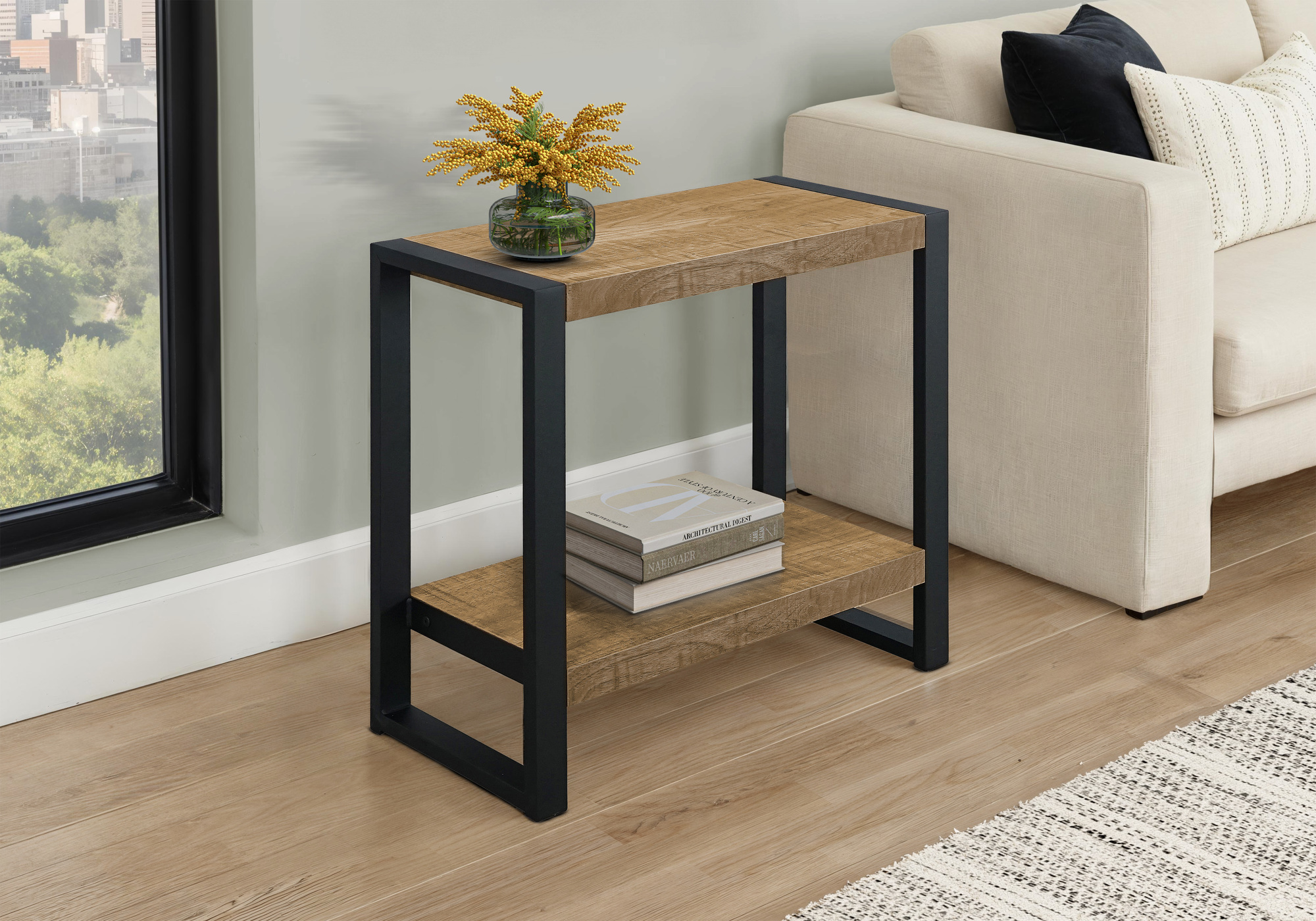 24" Accent Table with Lower Shelf - Natural Wood