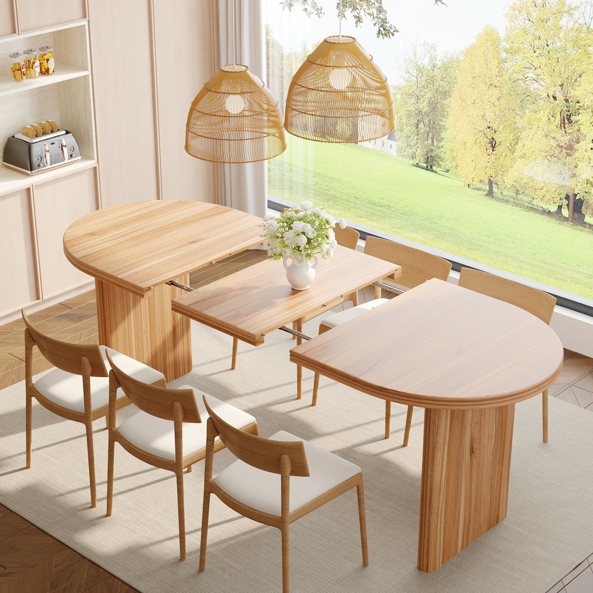 Expandable Walnut Dining Table - 55 to 71 Inch