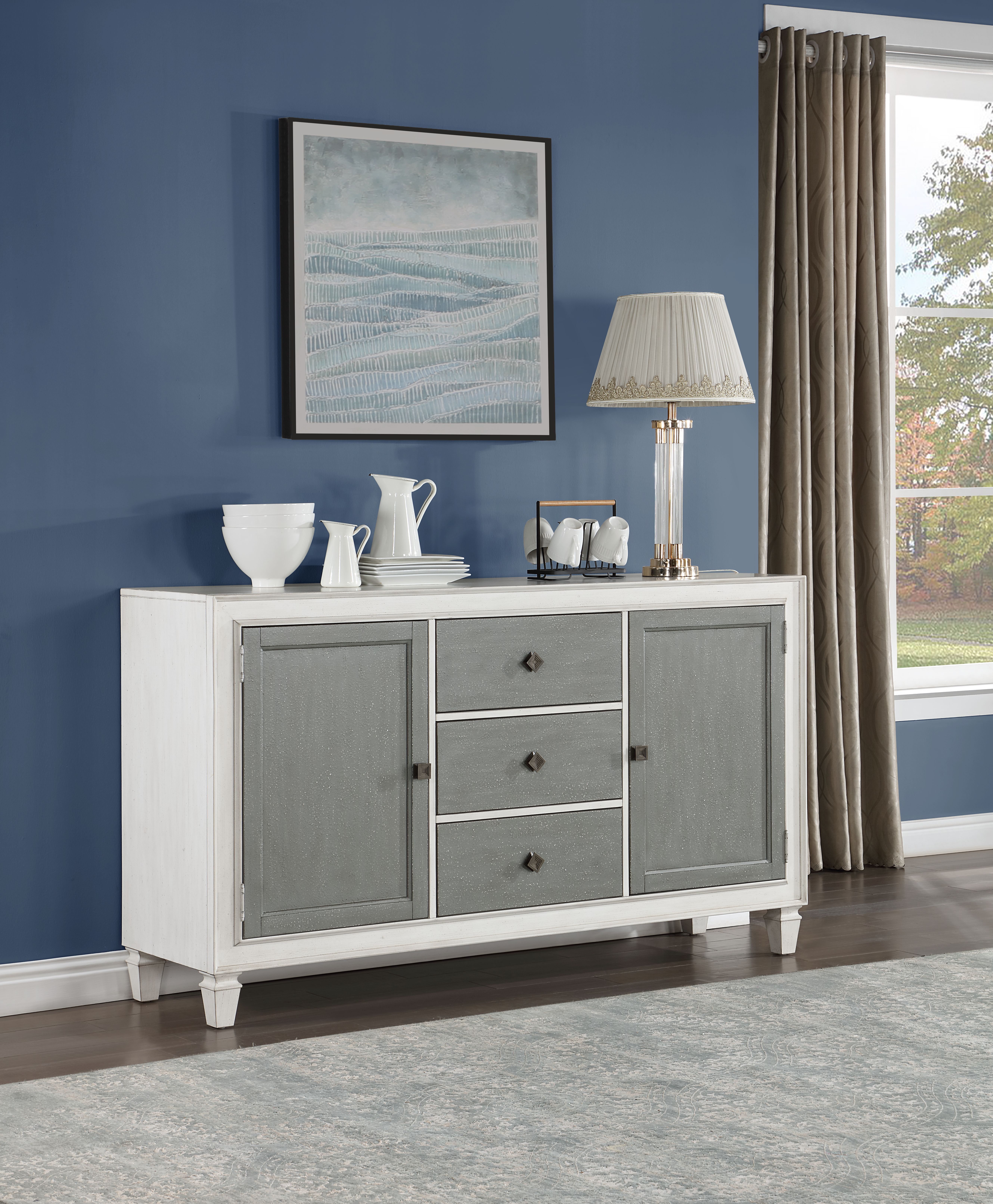 Gray & White Rustic Server Storage Cabinet