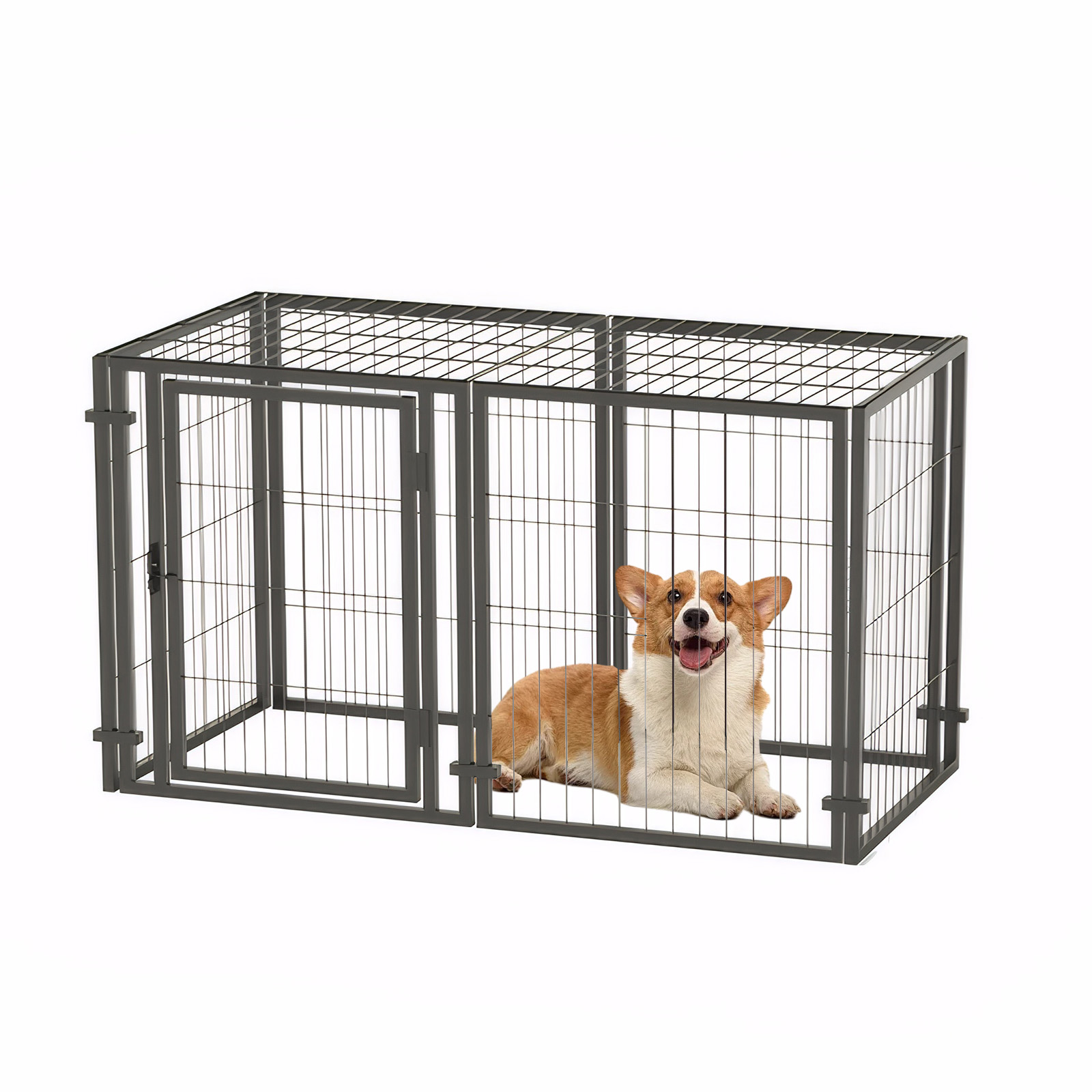 47.2" Black Metal Dog Crate - Small Medium Large Dogs