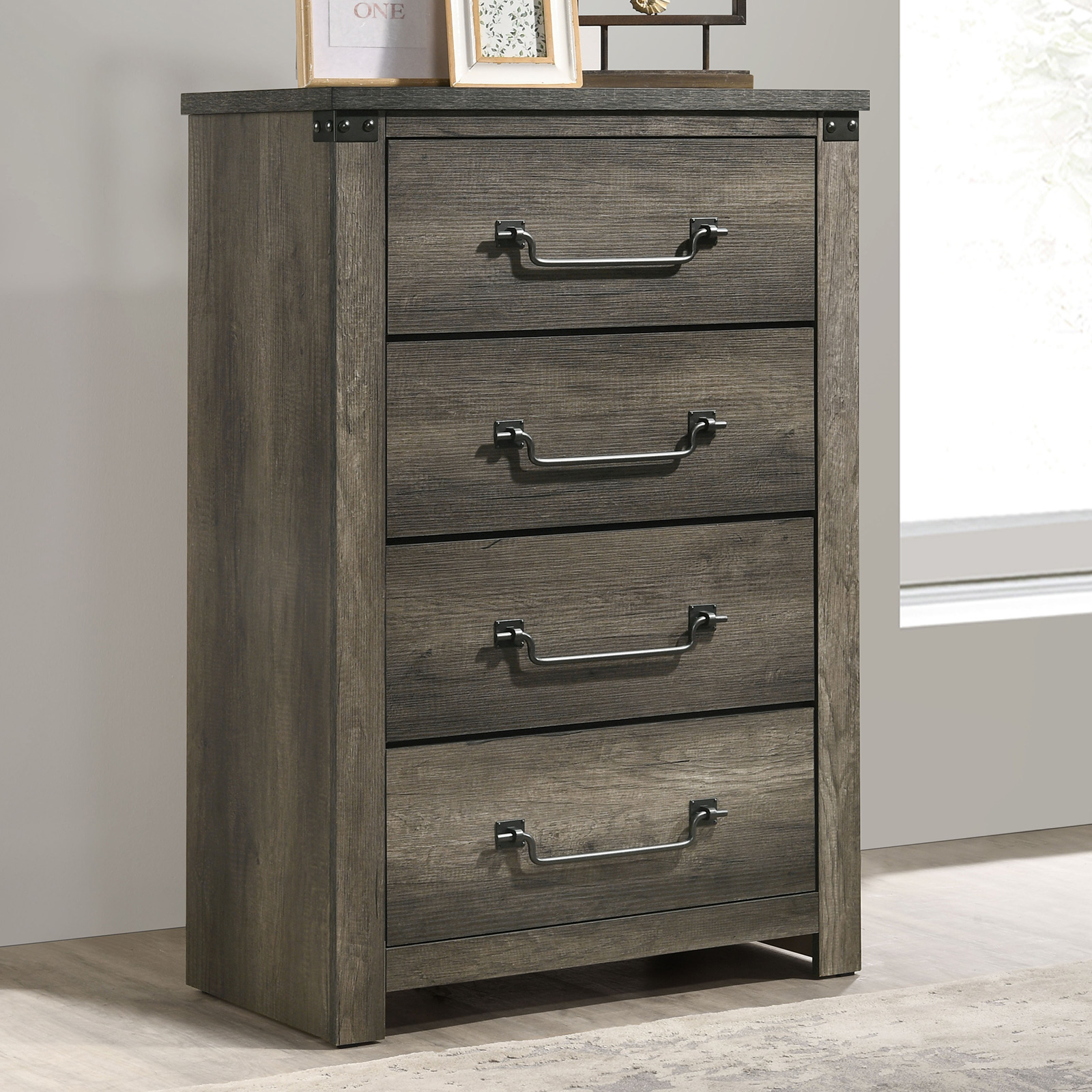 Gray Rustic Farmhouse Dresser - 48" Wide Chest of Drawers