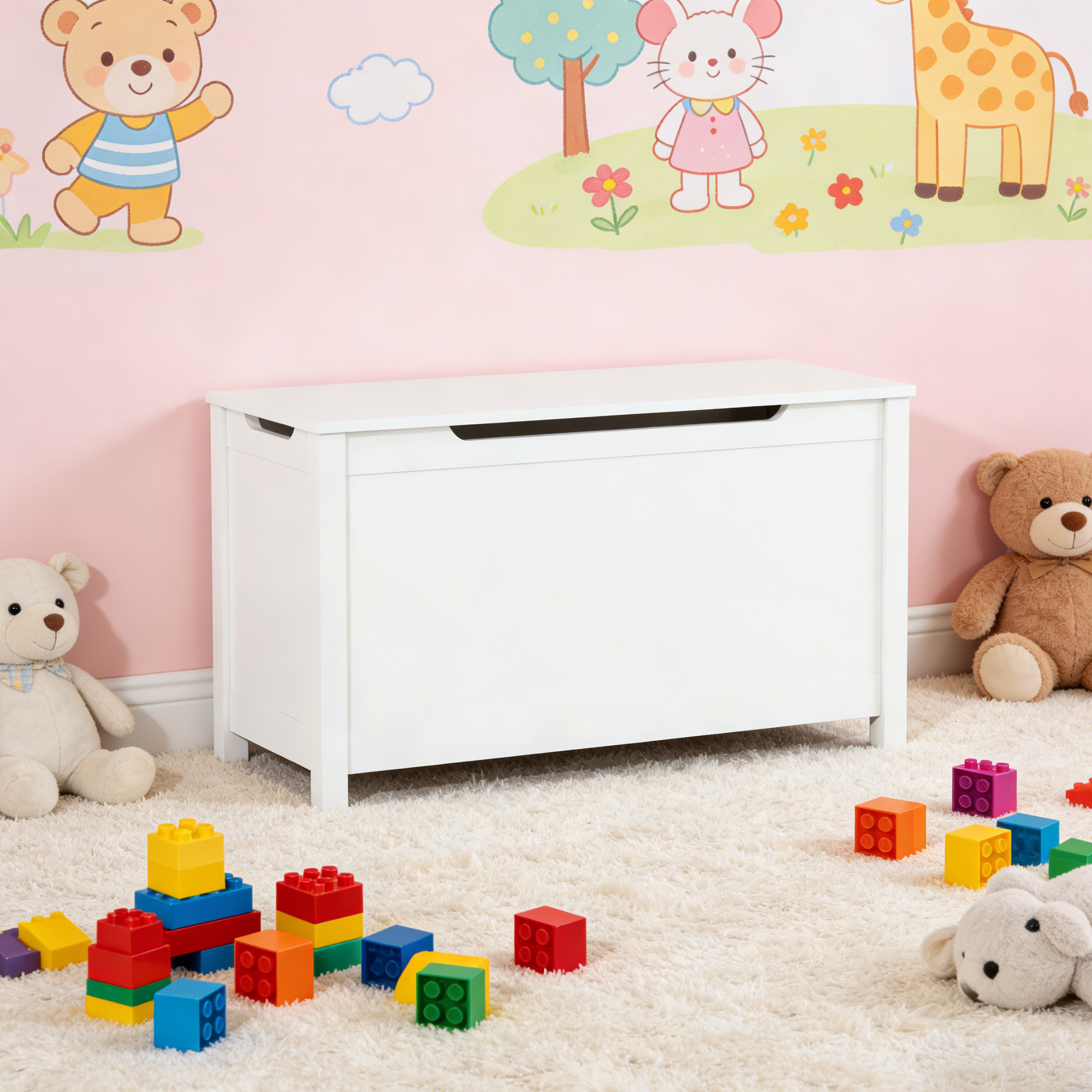White Kids Toy Box Storage - 31.5" W x 13" D