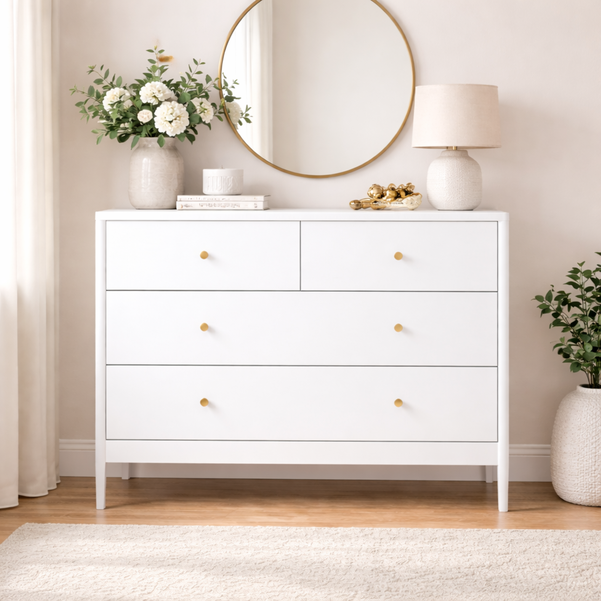 White 4-Drawer Dresser - Modern Bedroom Storage