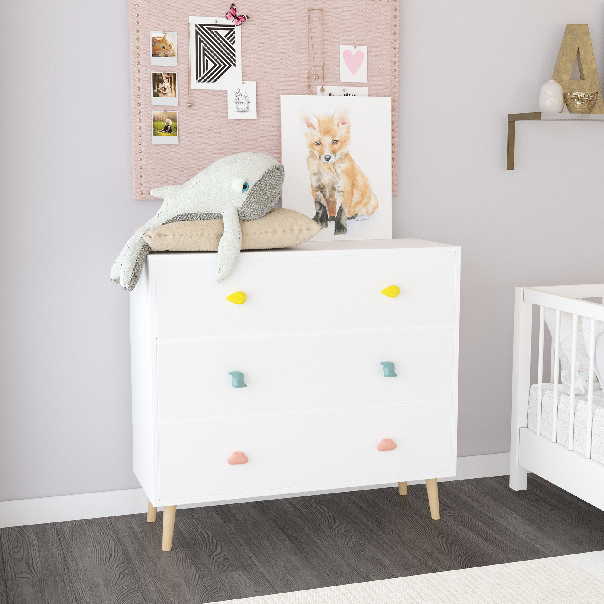 White 3-Drawer Dresser for Kids - Bedroom Storage