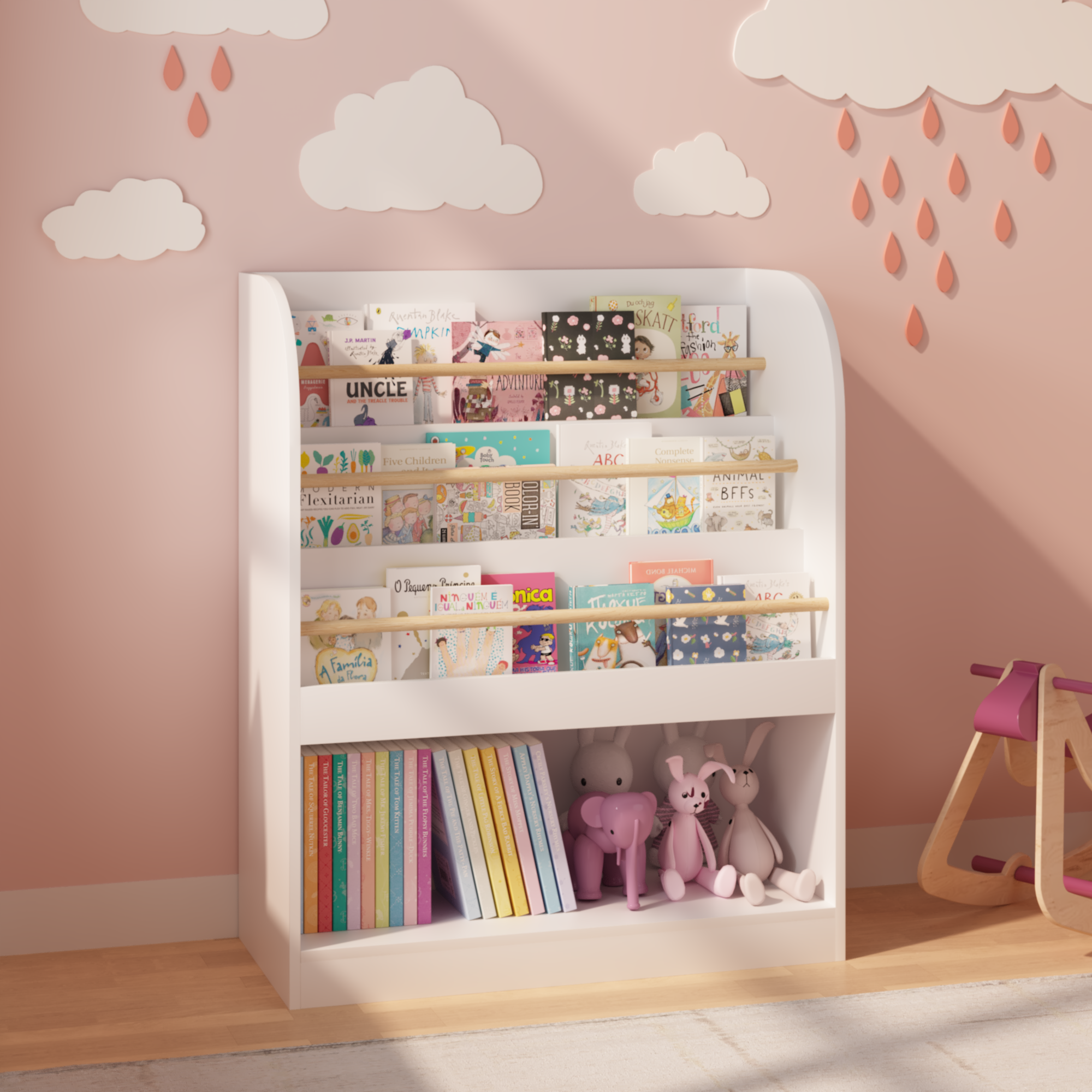 White Kids Bookshelf with Open Storage - Toddler Bookcase