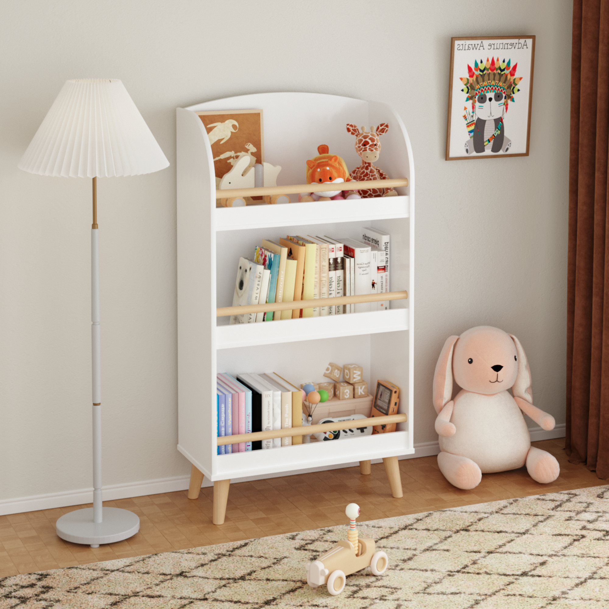 White 3-Tier Kids Bookcase - MDF Book Organizer