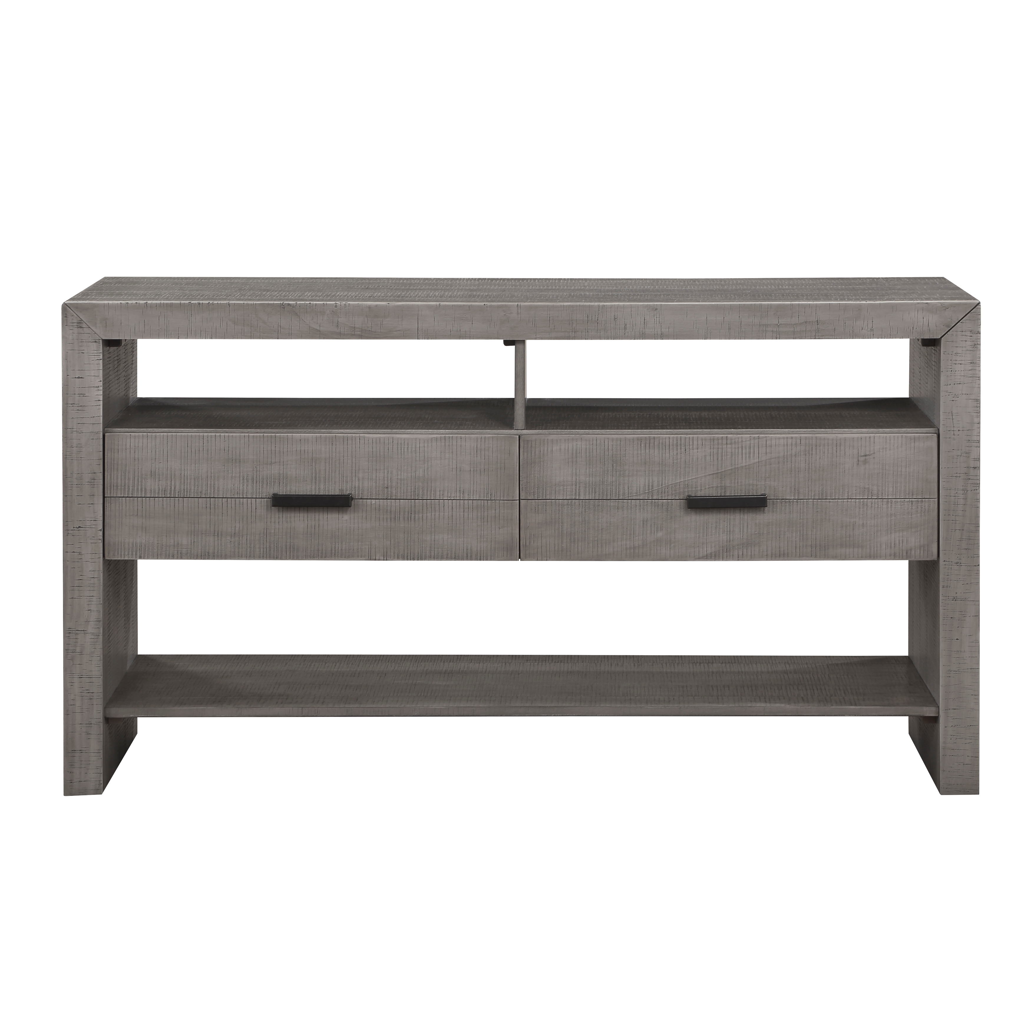 Gray Acacia Wood Server Storage Cabinet Dining Table