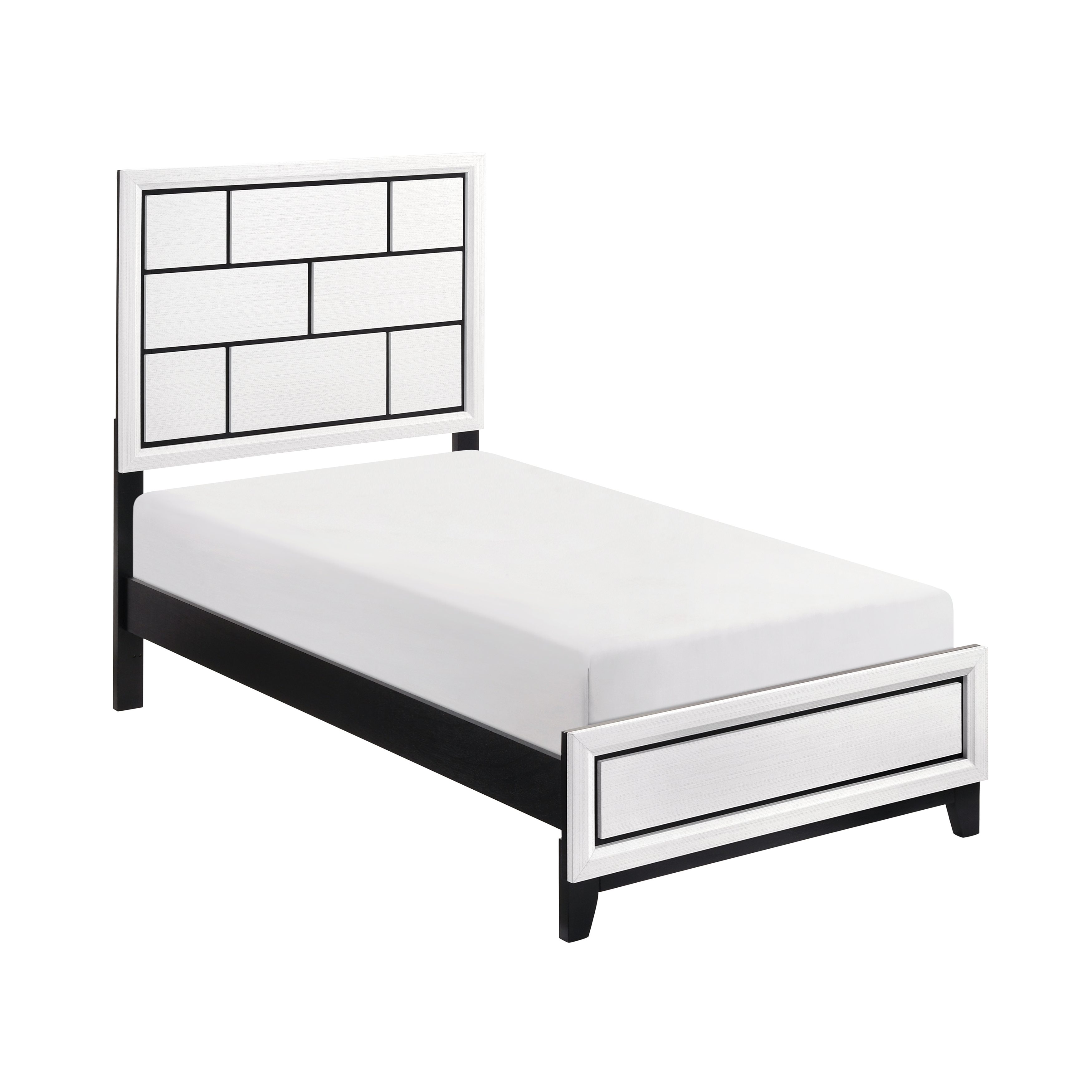 Twin Size White Wood Bed Frame - Modern Bedroom