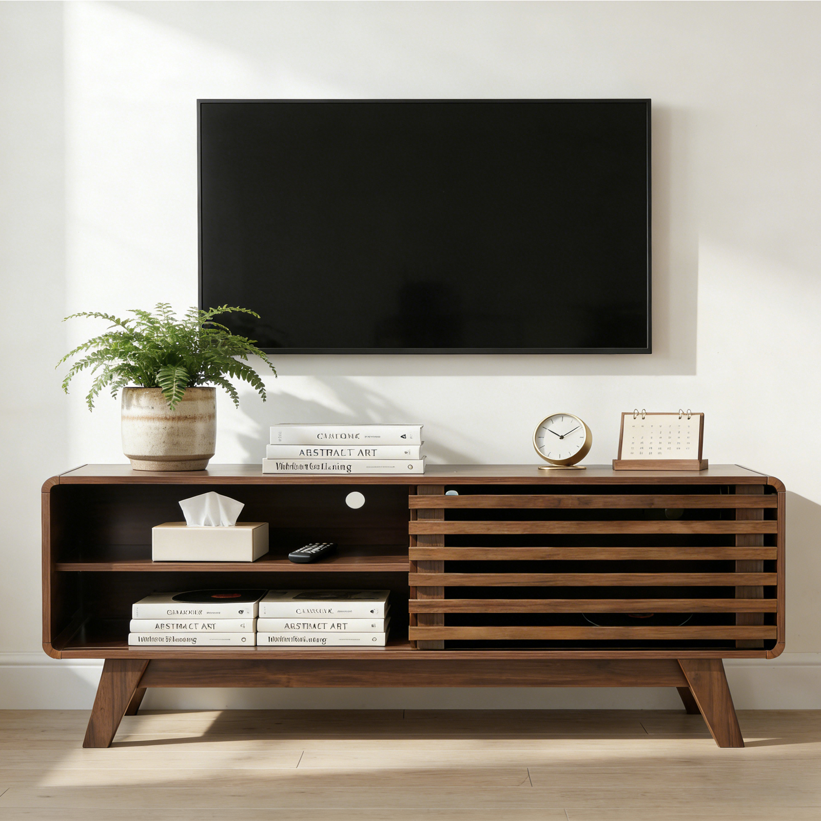 Walnut TV Stand with Storage - 46" Media Console