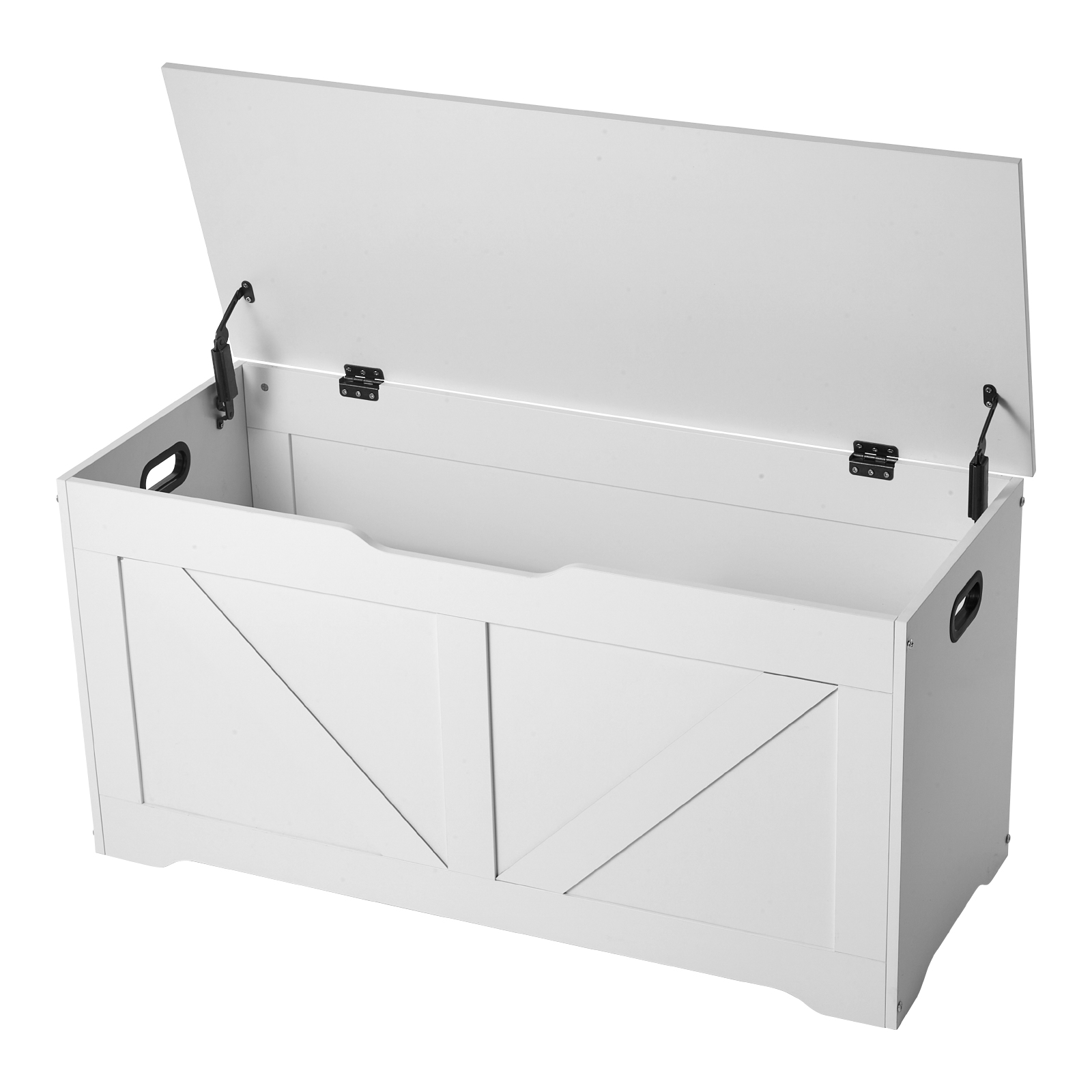 White Kids Storage Bench - Large Toy Box with Lid, MDF Material