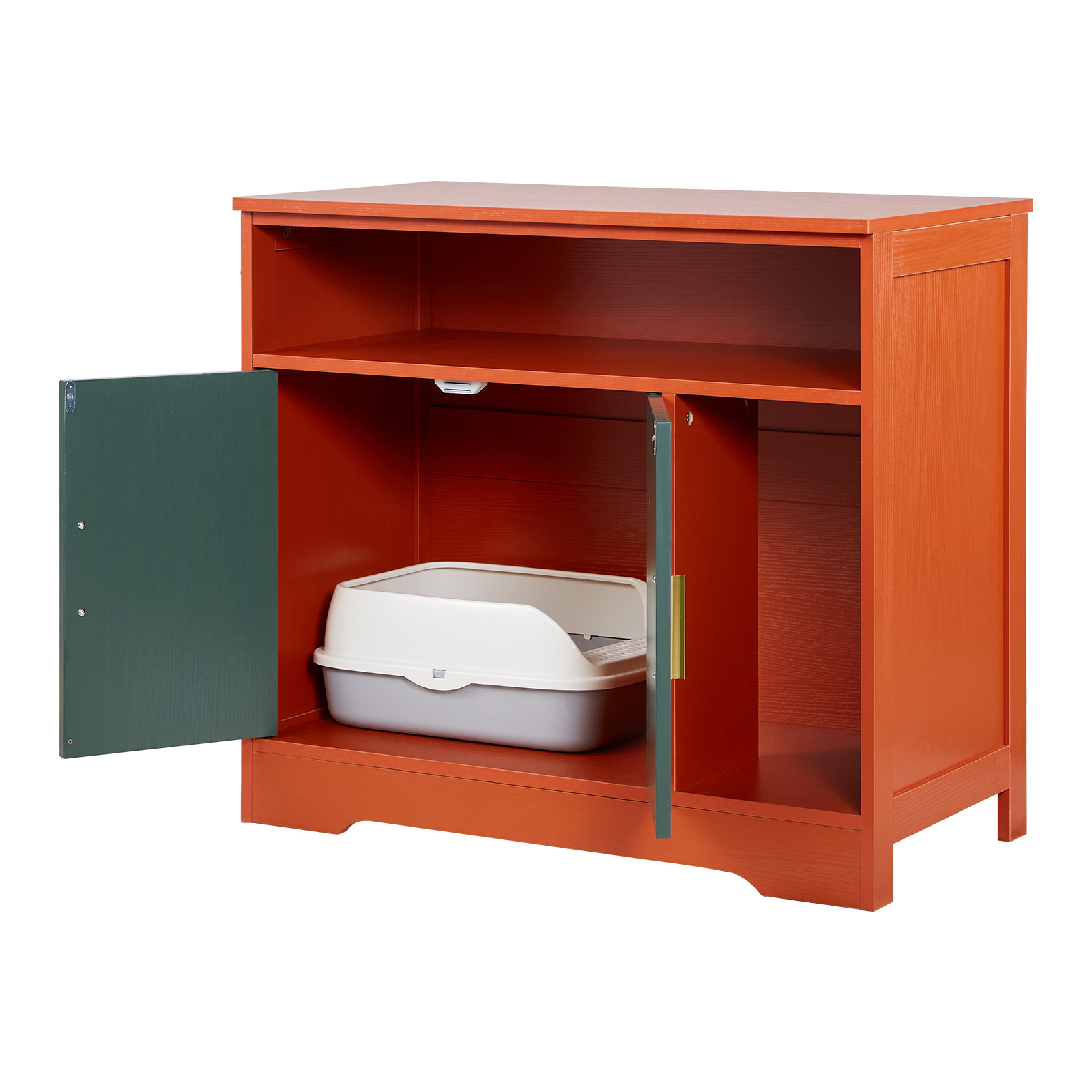 Red Green Cat Litter Box Enclosure Furniture